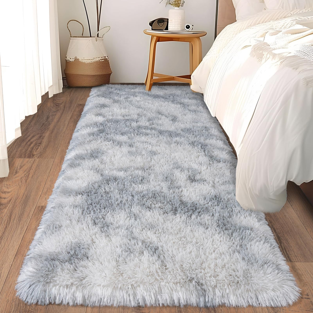 Soft Runner Rugs for Bedroom Hallway 2x6 Beige Fluffy Shag Washable