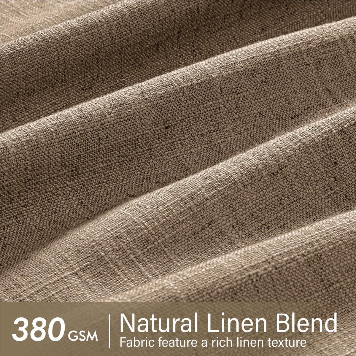 MIULEE Pinch Pleated Thick Linen Curtains 96 Inches Burlap Brown Curtains