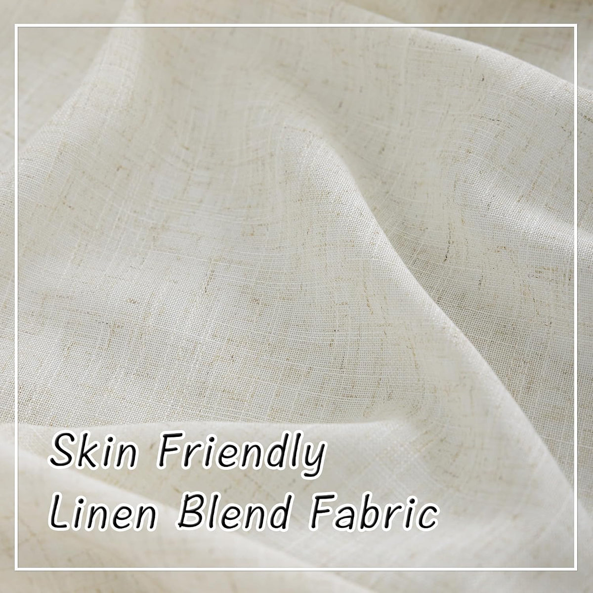 Natural Linen 144 Inch Length Curtains for Tall Floor Ceiling Villa Living Room -Cream Ivory Bak Tab Hooks Pleated Easy Open Sliding Semi Sheer 144 inch Extra Long 2 Story Window Curtains,12 Foot