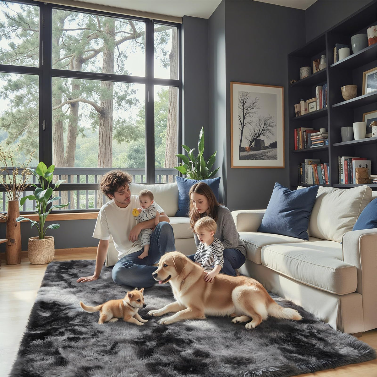 8x10 Area Rugs for Living Room,Light Grey Large Shaggy Soft Plush Furry Rug
