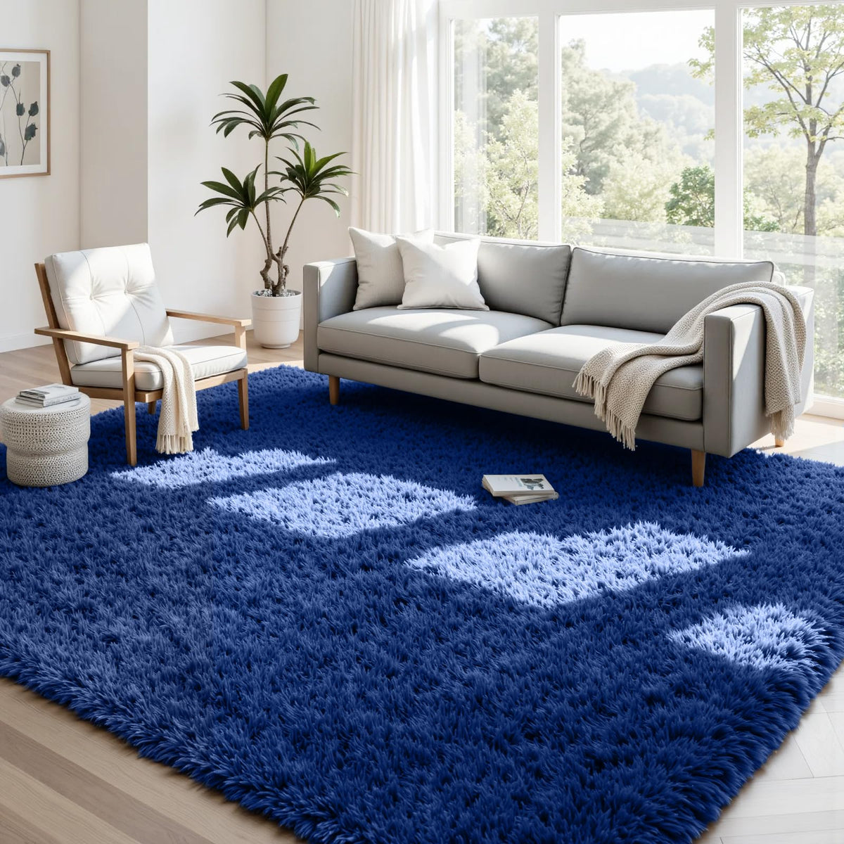 8x10 Fluffy Shag Area Rugs for Living Room Bedroom: Soft Plush Carpet Grey