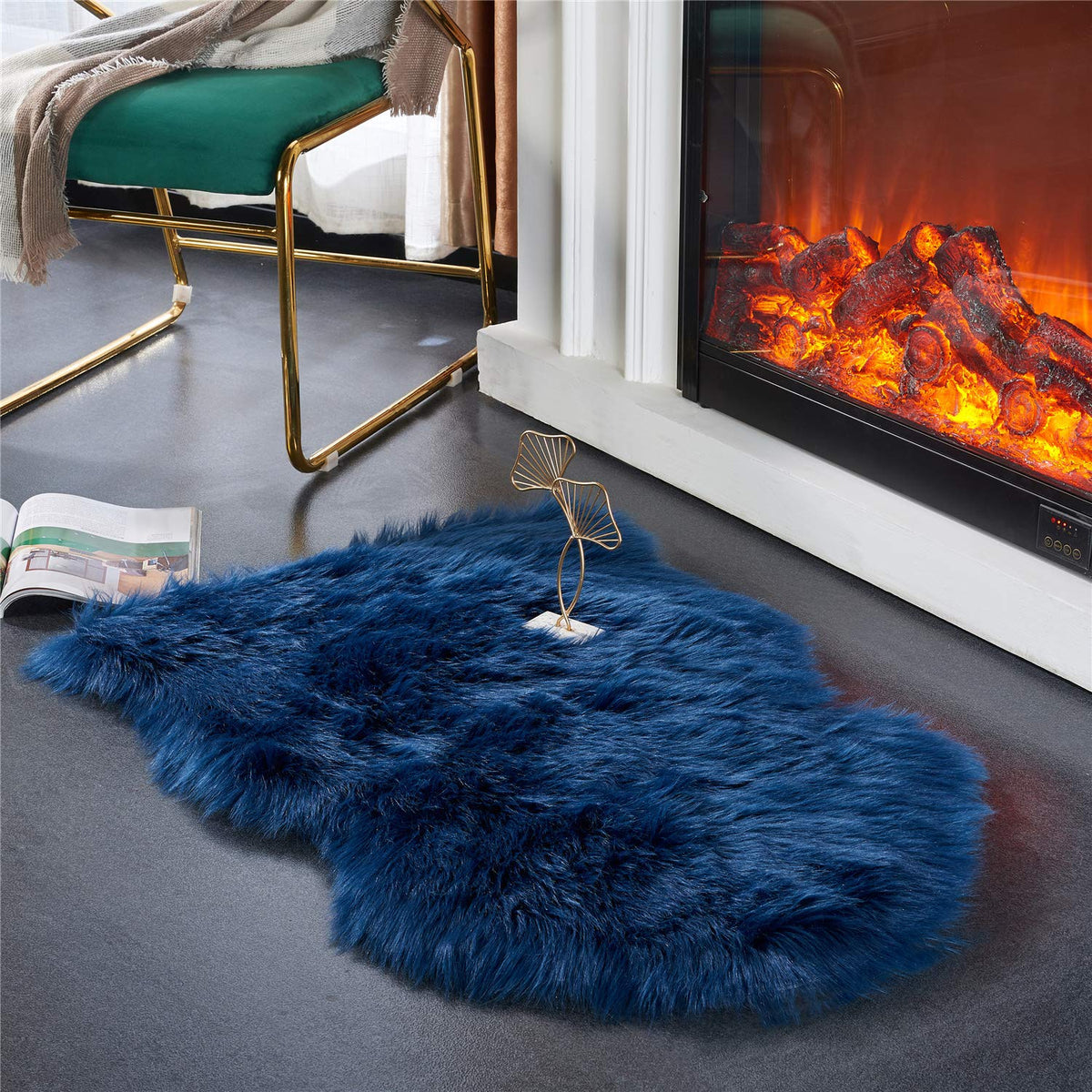 EasyJoy Ultra Soft Fluffy/Fuzzy Shaggy Area Rug Faux Fur Chair Cover Seat Pad for Bedroom Floor Sofa Living Room (2 x 6 ft Sheepskin, Beige)