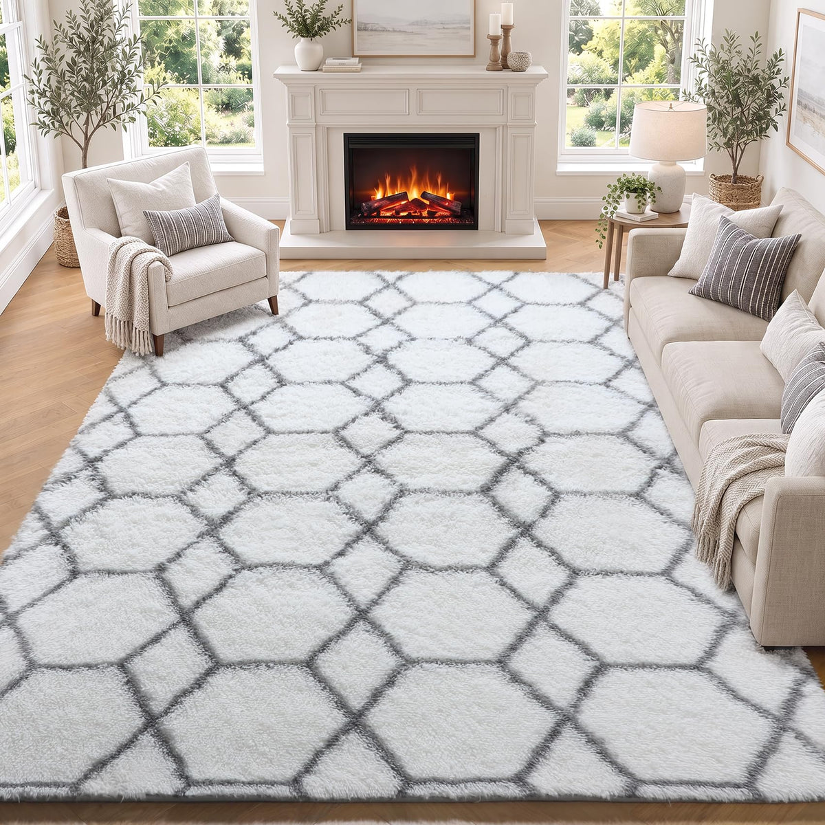 Runner Rugs for Bedroom Living Room, 2x6 Tie-Dyed Beige Hallway Area Rug