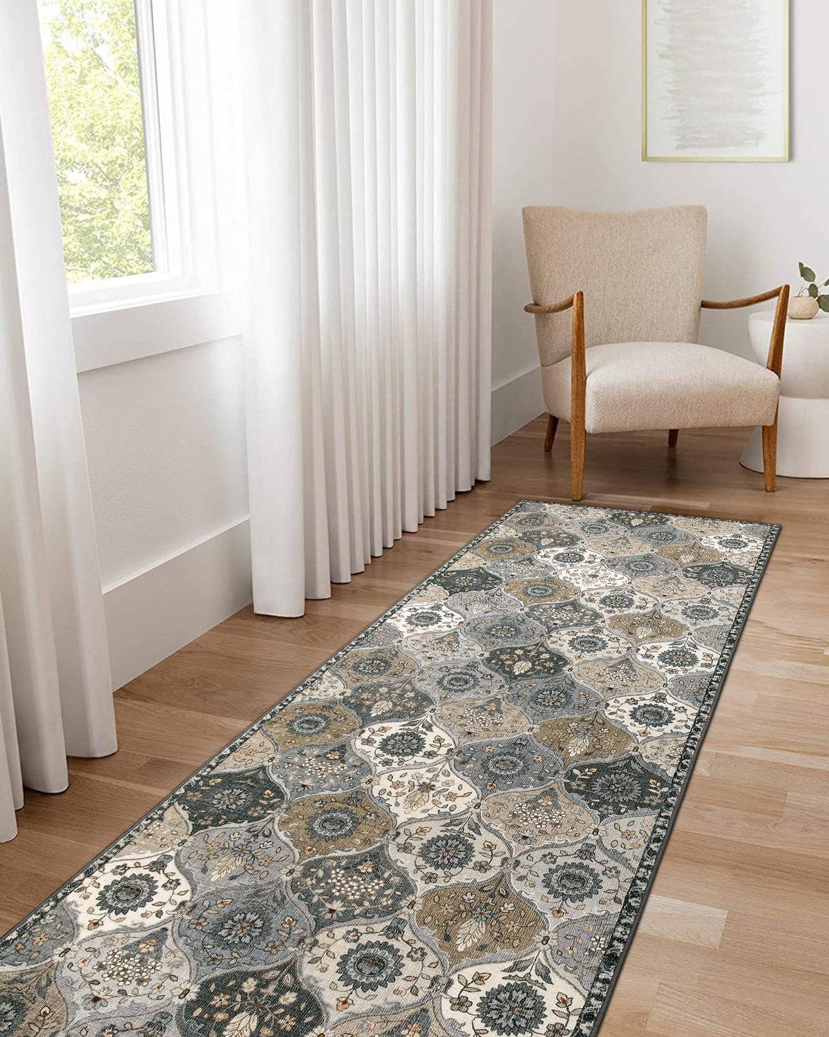 Lahome Moroccan Washable Small Area Rug, 3x5 Rug for Bedroom Living Room