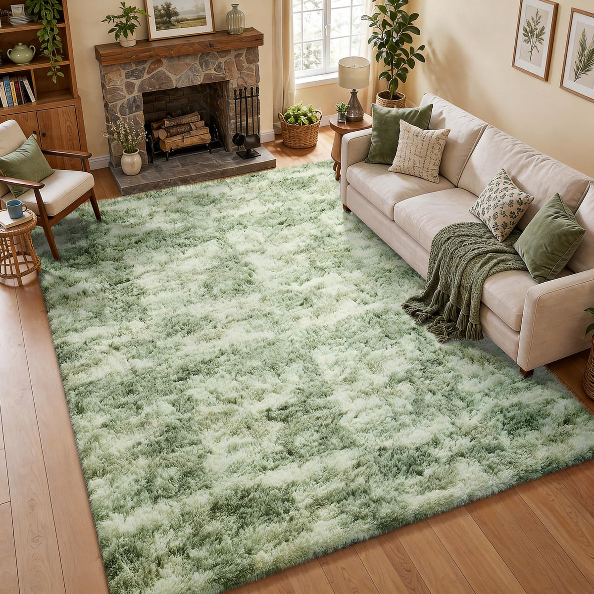 Ophanie 5x7 Area Rugs for Living Room Ivory, Fluffy Shag Large Fuzzy Plush Soft Rug, Shaggy Floor Big Carpets for Bedroom Nursery, Kids Home Decor Aesthetic with Over 99 pcs Pile fibers