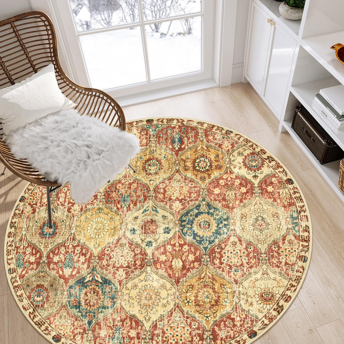 Lahome Moroccan Washable Small Area Rug, 3x5 Rug for Bedroom Living Room