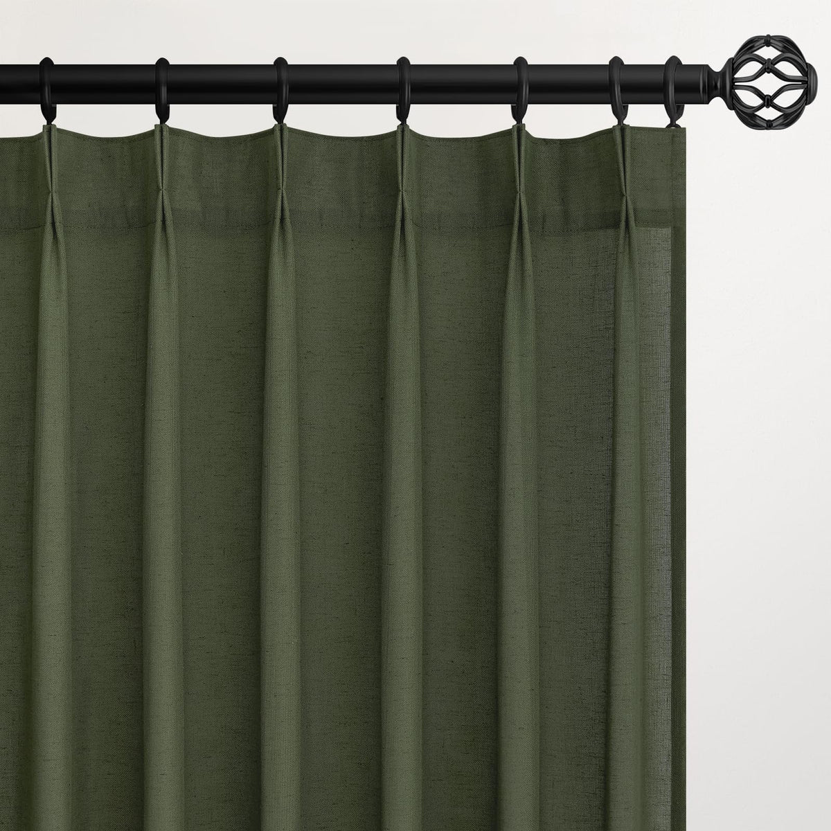 96 Inches Long Pinch Pleated Semi Sheer Curtains,Natural Linen Blended Light Filtering Window Curtains 96 Length 2 Panels for Living Room Bedroom Pinch Pleat Drapes with Hooks 2 Panels 40" Wx96 L
