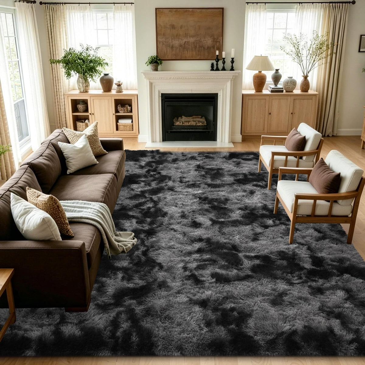 Noahas 2x6 Black Fluffy Soft Runner Rug Non-Slip for Bedroom Dorm Hallway