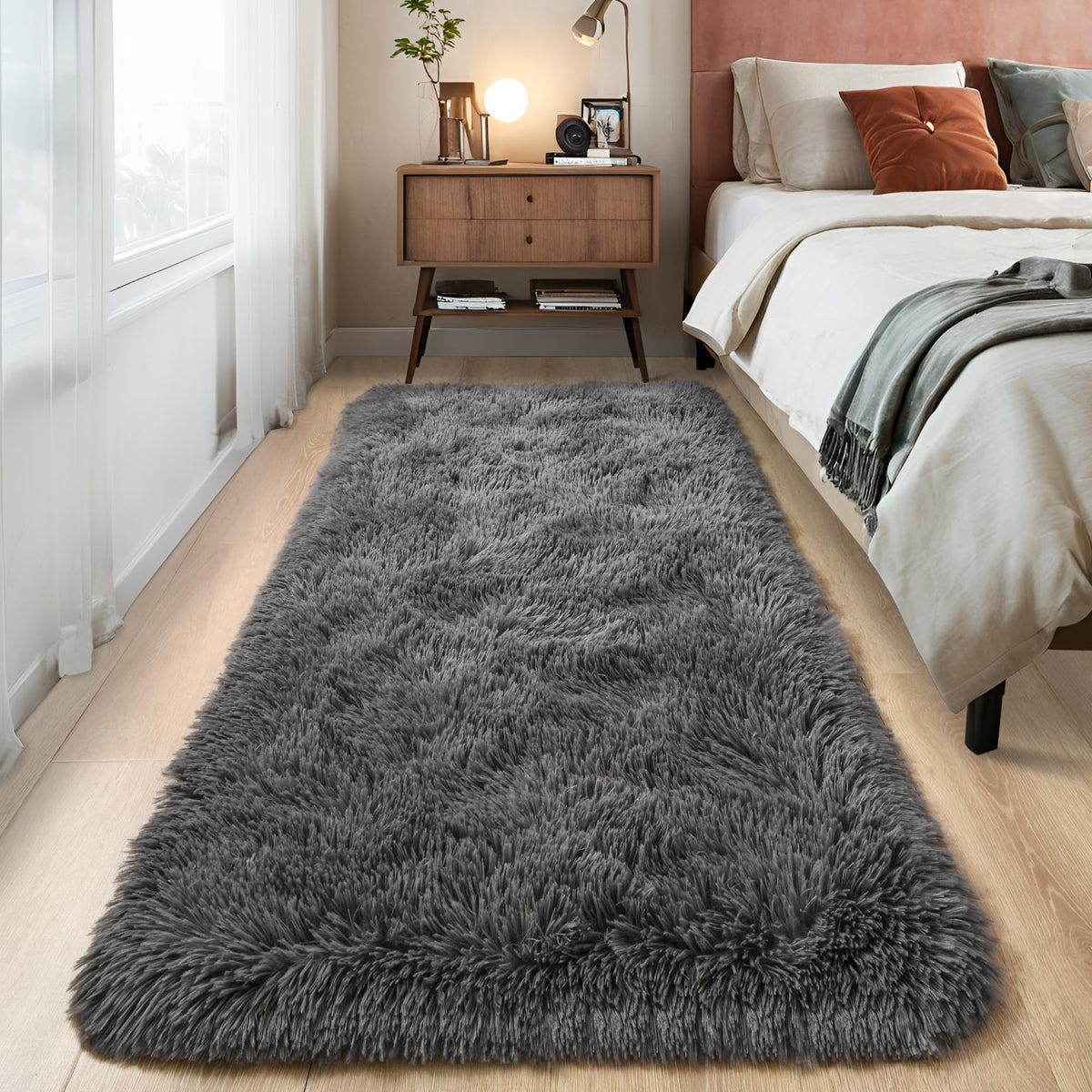 Tepook 4x6 Soft Fluffy Rug for Bedroom Fuzzy Black Rugs for Living Room