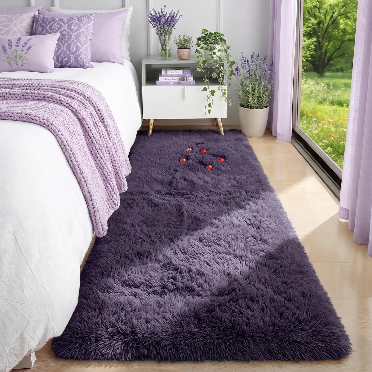Rainbow Area Rugs for Girls Bedroom Fluffy Soft Vibrant Rugs Kids Playroom