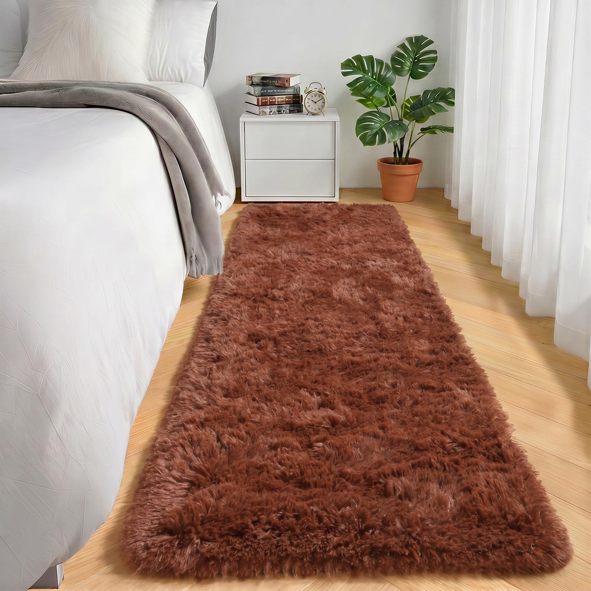 Runner Rugs for Bedroom Living Room, 2x6 Tie-Dyed Beige Hallway Area Rug