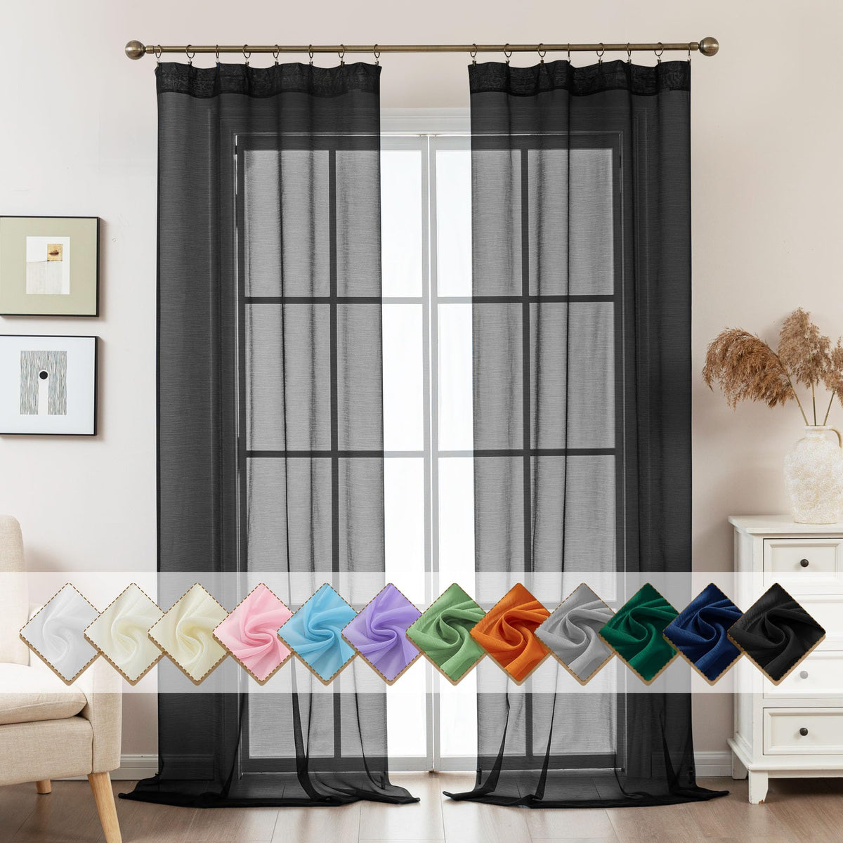 Natural Sheer Curtains 96 Inches Long Rod Pocket