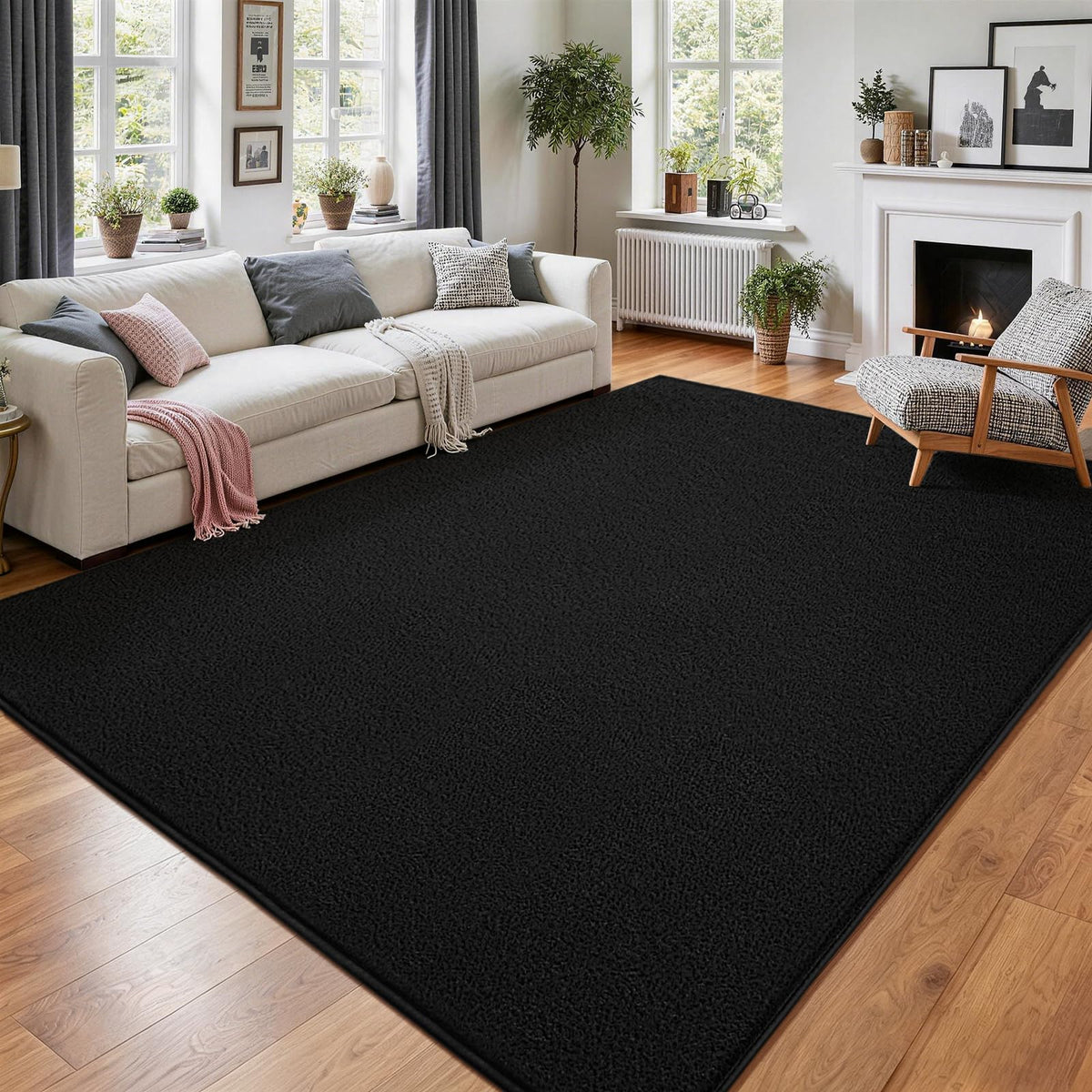 Vasofe Black Area Rugs for Living Room Bedroom, 4x6 Modern Memory Foam Rug