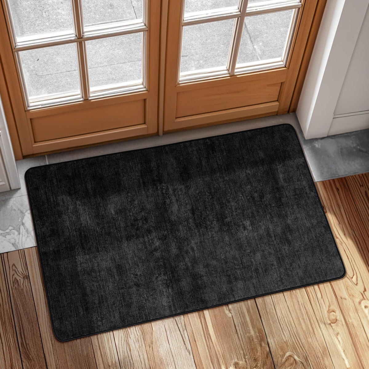 8x10 Washable Area Rug, Black Solid Area Rugs for Living Room & Bedroom