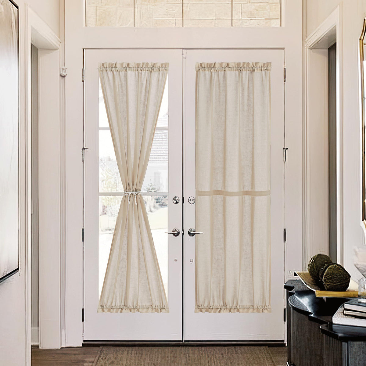 NICETOWN White 2 Panels French Door Curtains for Front Back Window Cover
