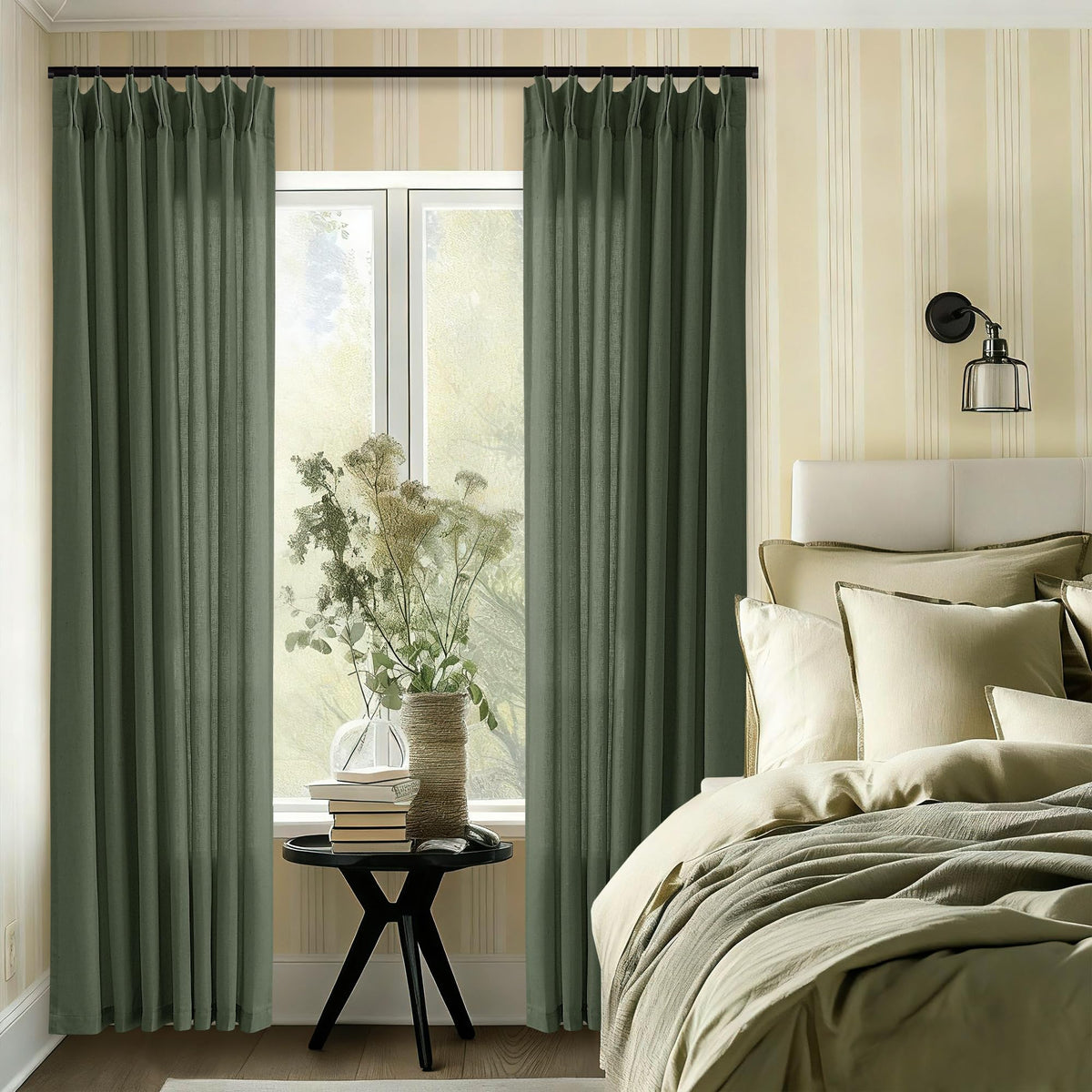 105 Inch Extra Long Curtains Linen Pinch Pleated Cream Semi Sheer