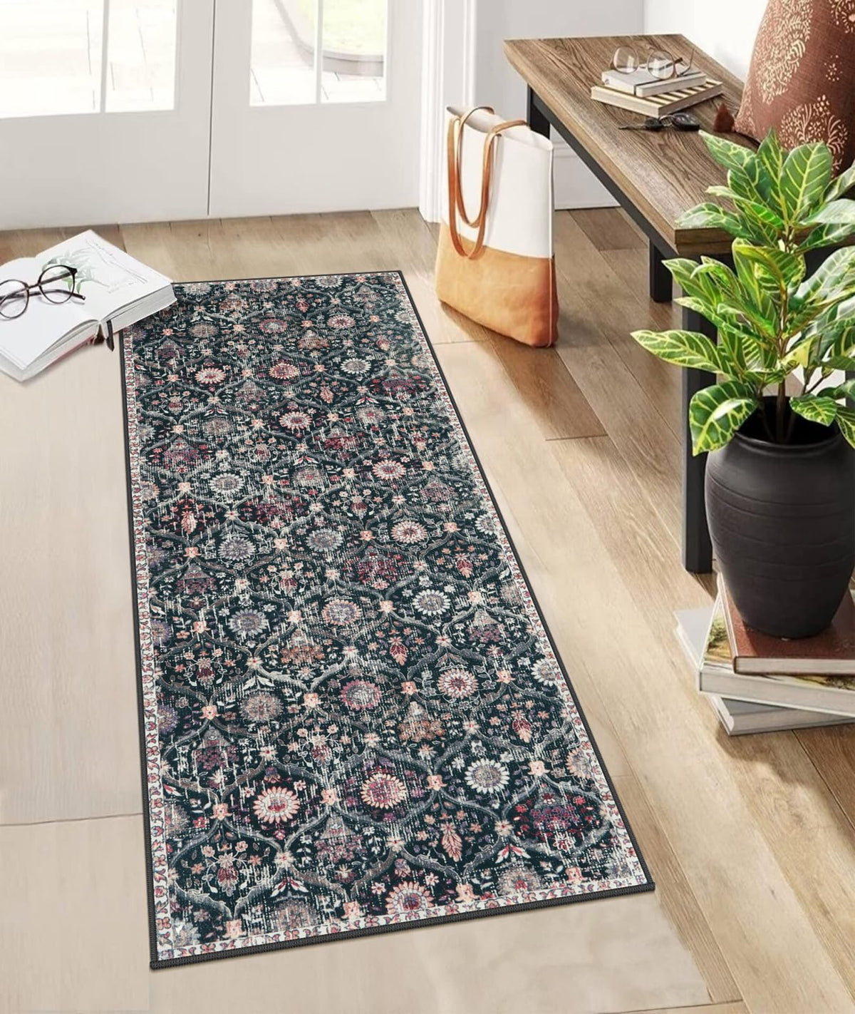 Lahome Moroccan Washable Small Area Rug, 3x5 Rug for Bedroom Living Room