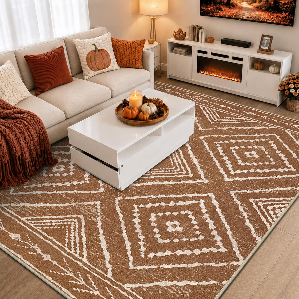 BESTSWEETIE 5'x7' Washable Area Rug for Living Room Bedroom Lightpink