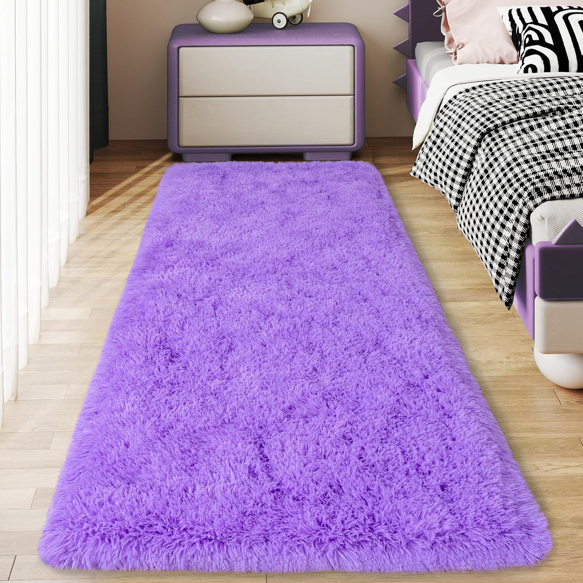 Soft Runner Rugs for Bedroom Hallway 2x6 Beige Fluffy Shag Washable