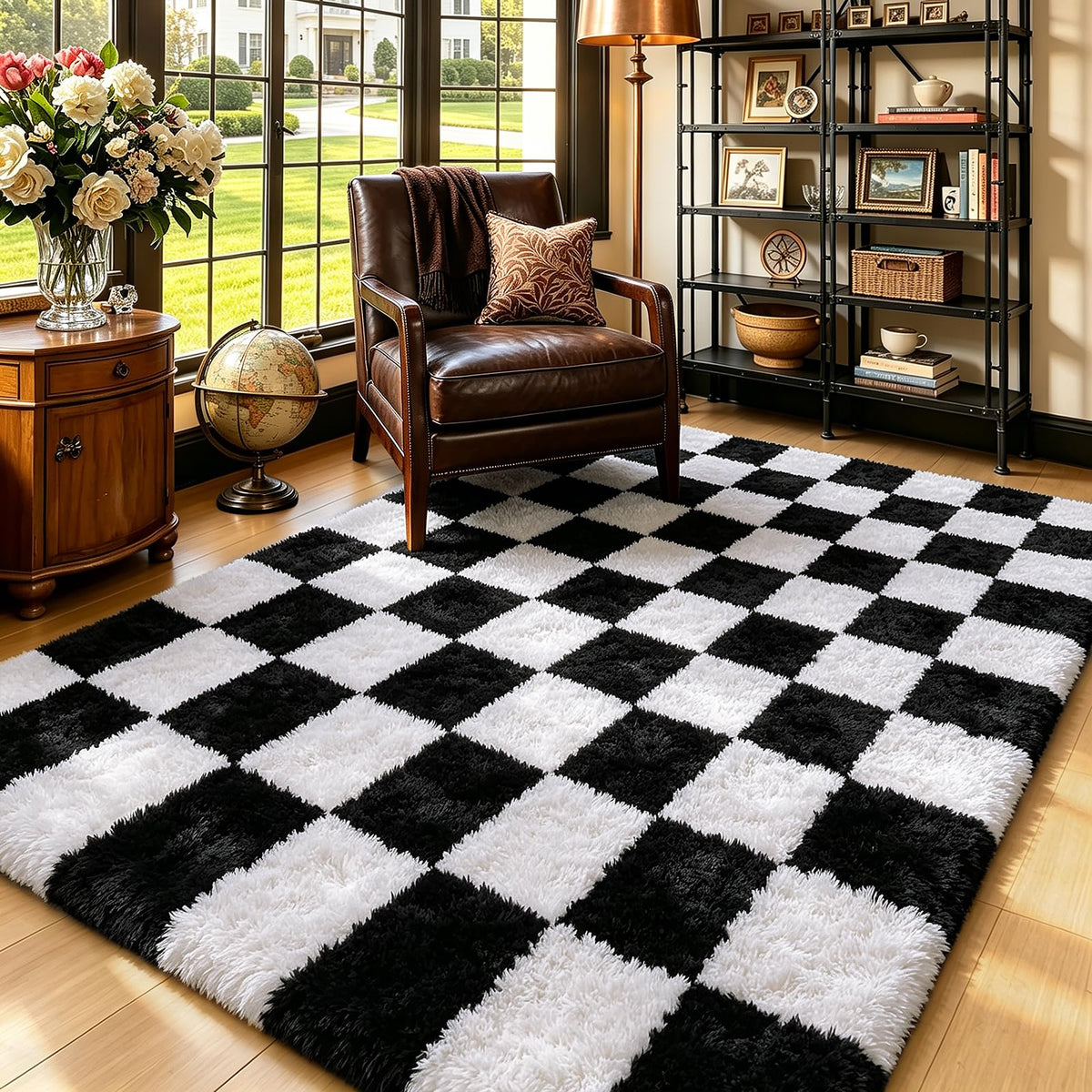 Beige 8x10 Area Rugs for Living Room, Fluffy Shag Rug Large Bedroom Carpet