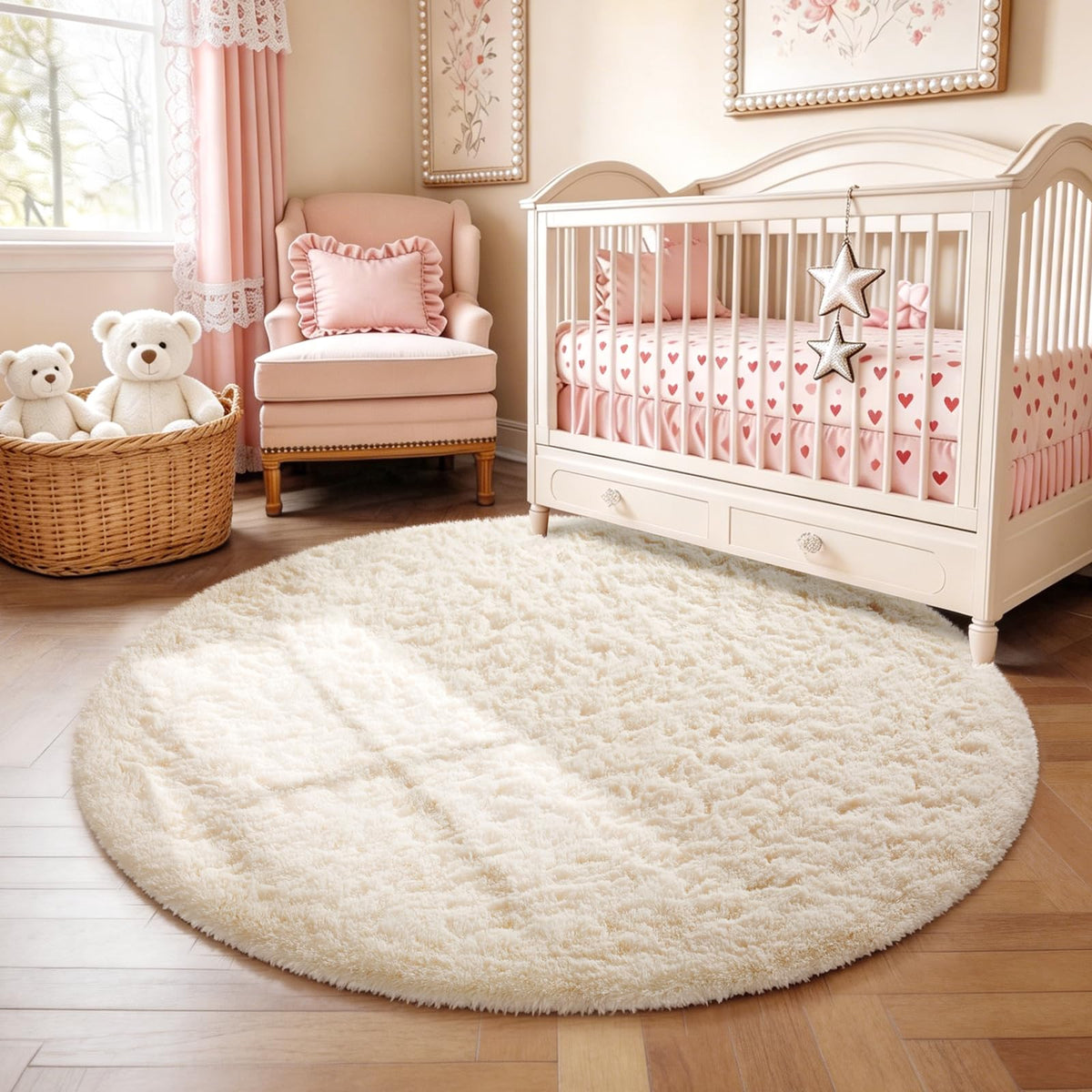 Ophanie 5x7 Area Rugs for Living Room Ivory, Fluffy Shag Large Fuzzy Plush Soft Rug, Shaggy Floor Big Carpets for Bedroom Nursery, Kids Home Decor Aesthetic with Over 99 pcs Pile fibers