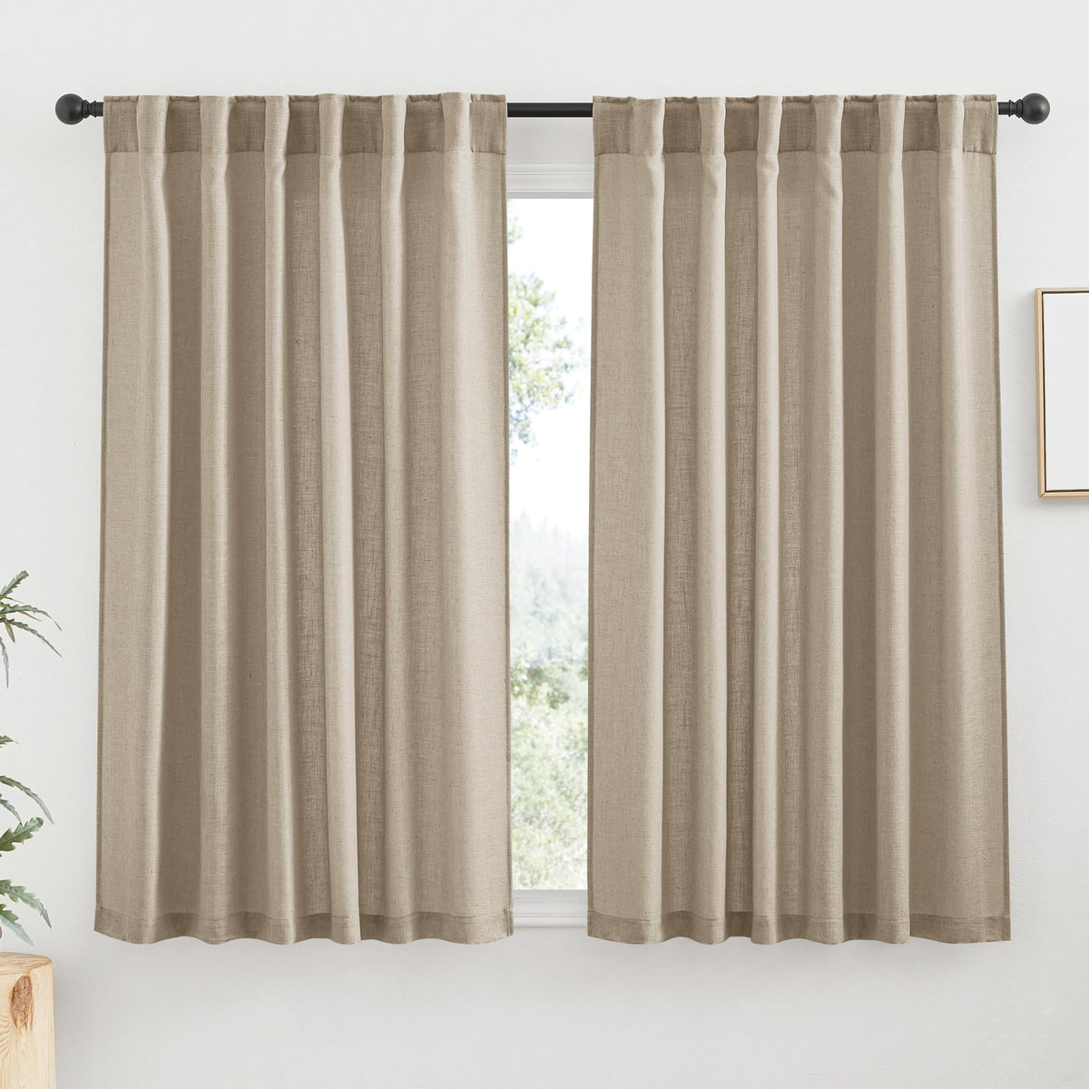 RYB HOME White Sheer Curtains for Living Room Patio Glass Door, W52 x L95