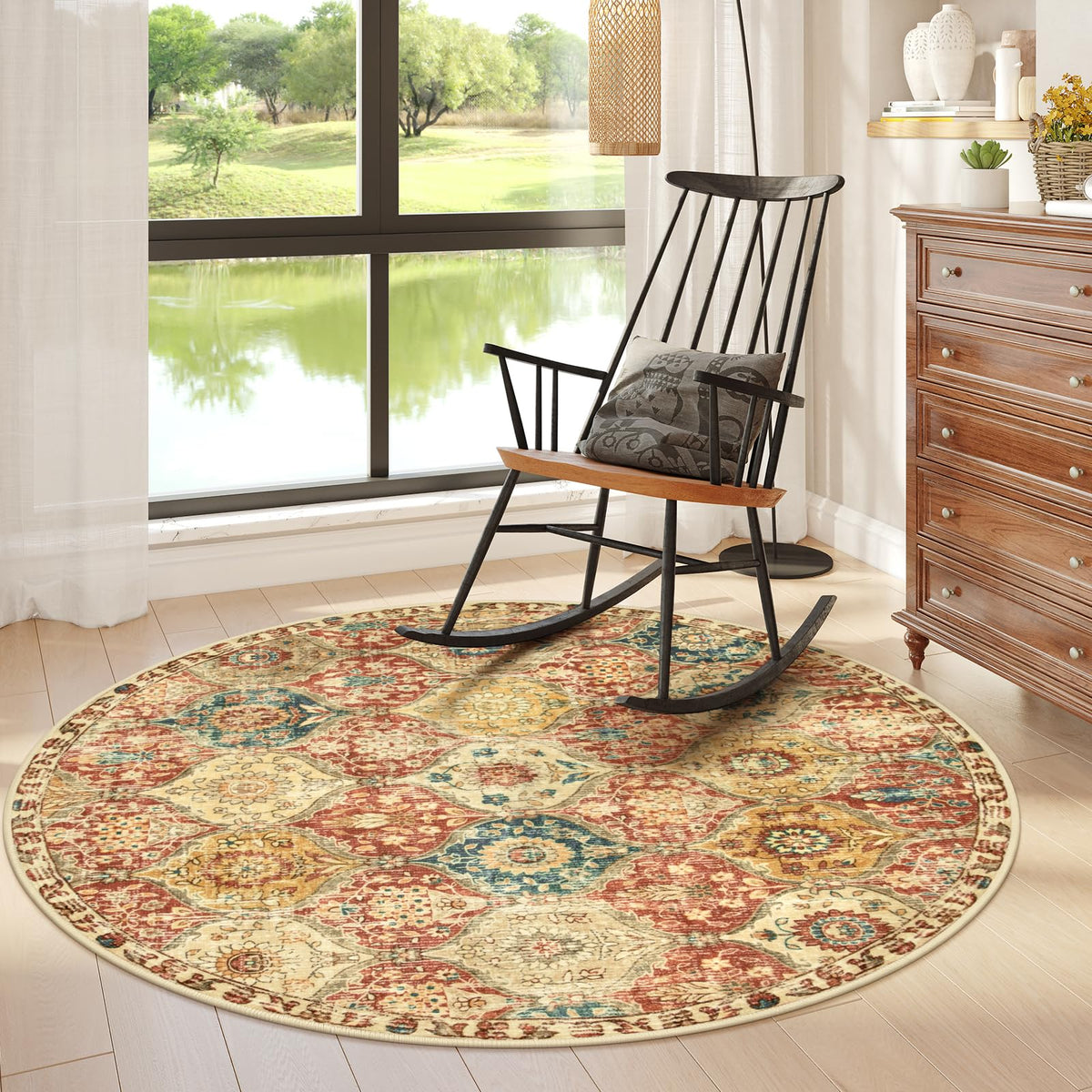 Lahome Moroccan Washable Small Area Rug, 3x5 Rug for Bedroom Living Room