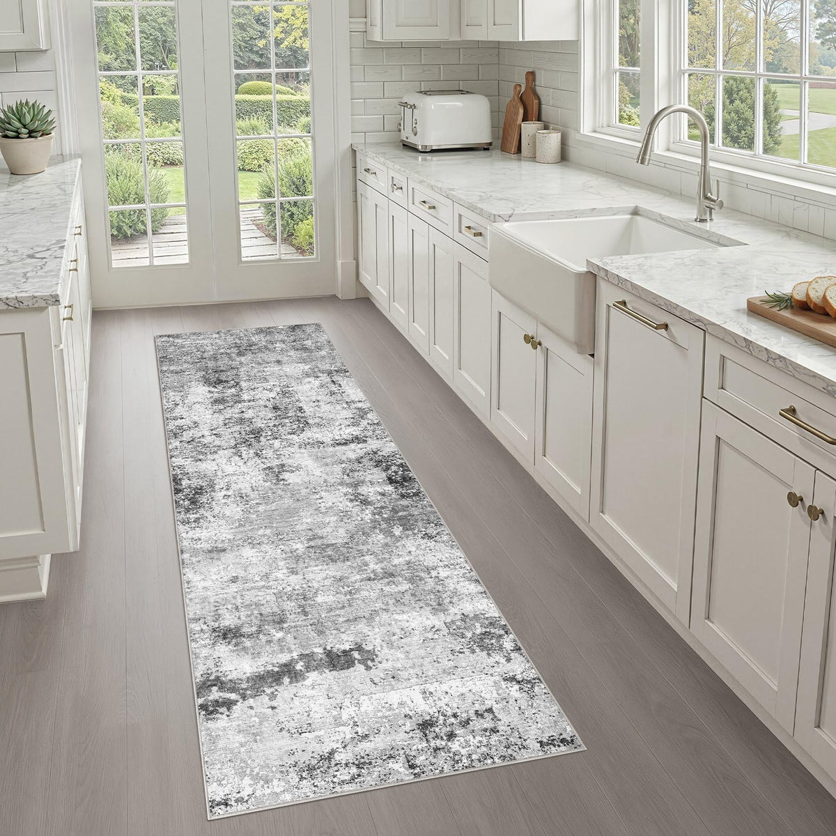 LOONGRUG 8x10 Area Rugs Washable Neutral Modern Rug for Living Room Brown