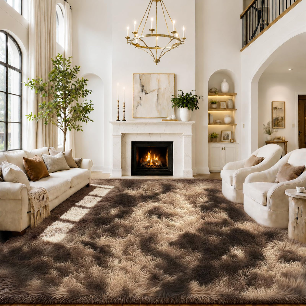 8x10 Area Rugs for Living Room,Light Grey Large Shaggy Soft Plush Furry Rug