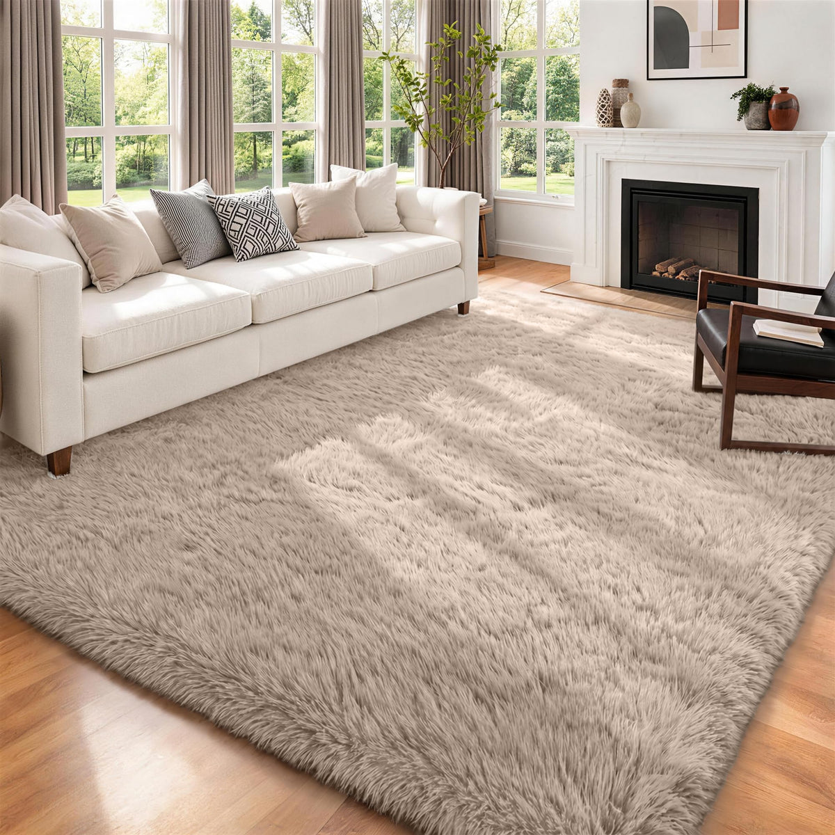 6x9 Area Rugs for Living Room Bedroom,Ultra Soft Fluffy Shag Rug Grey