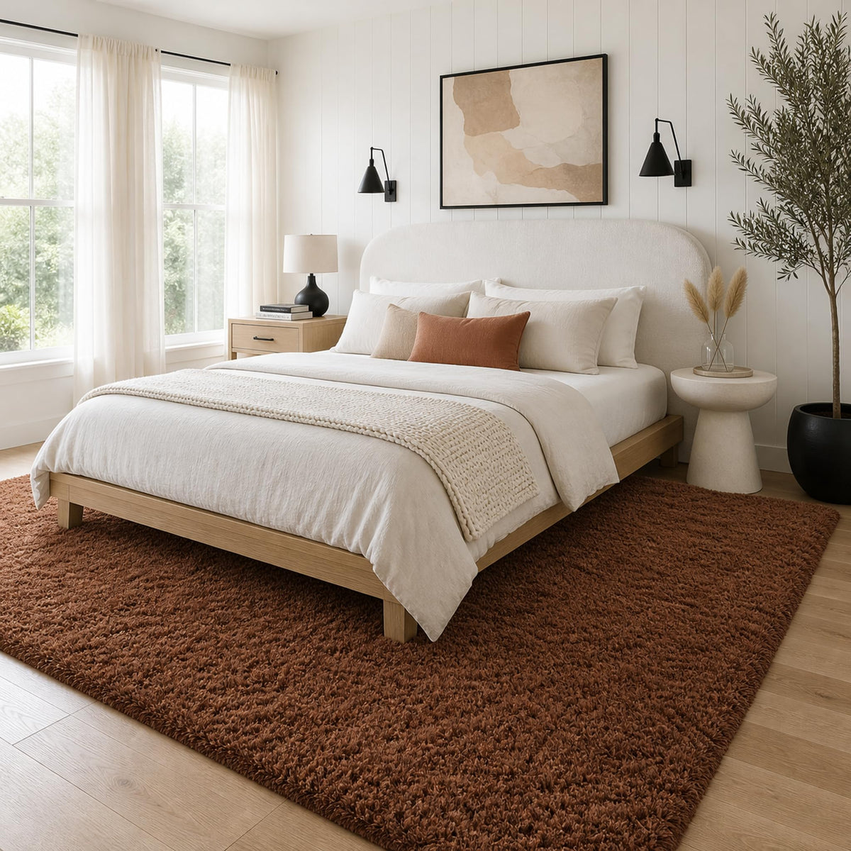 Ophanie 5x7 Area Rugs for Living Room Ivory, Fluffy Shag Large Fuzzy Plush Soft Rug, Shaggy Floor Big Carpets for Bedroom Nursery, Kids Home Decor Aesthetic with Over 99 pcs Pile fibers