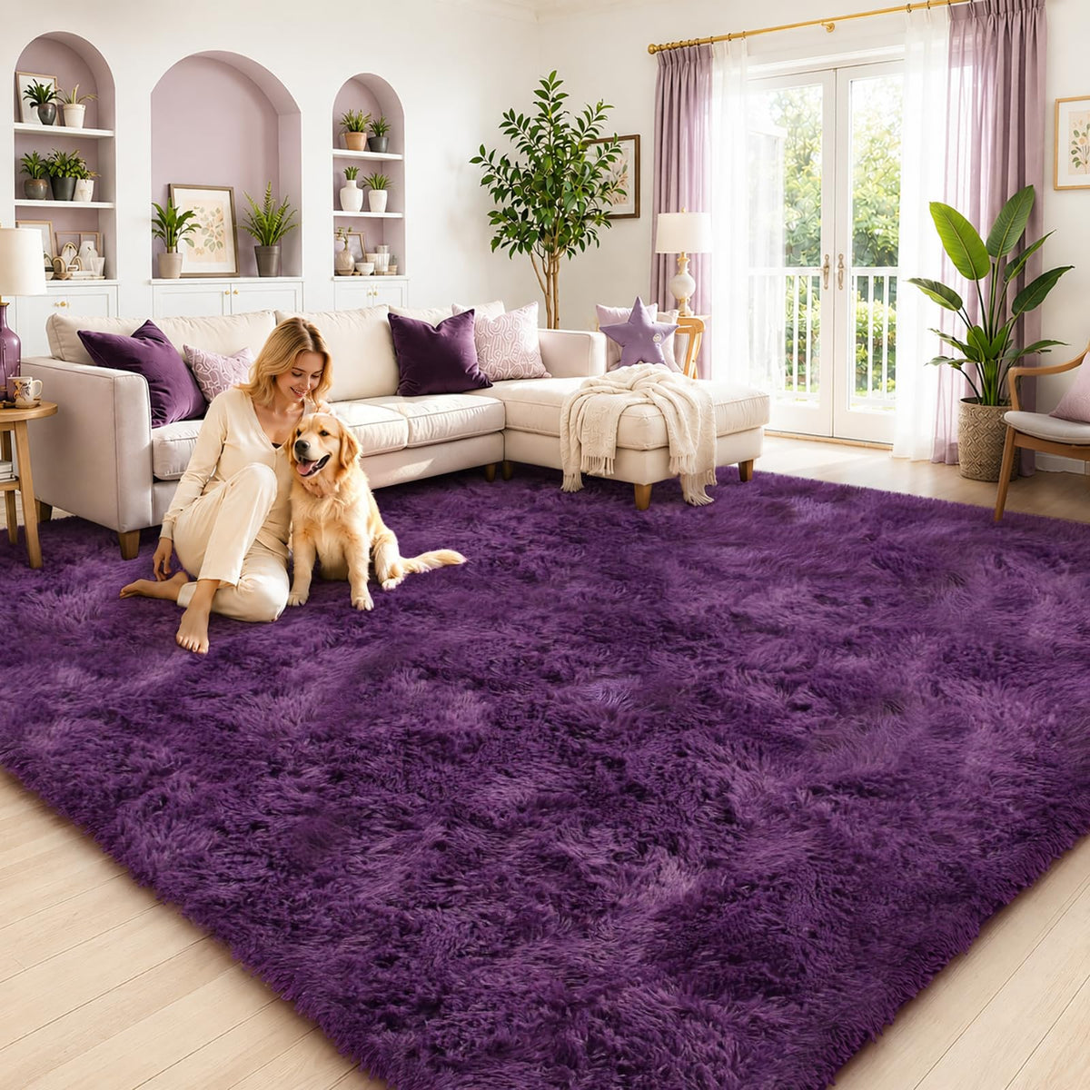 8x10 Area Rugs for Living Room,Light Grey Large Shaggy Soft Plush Furry Rug