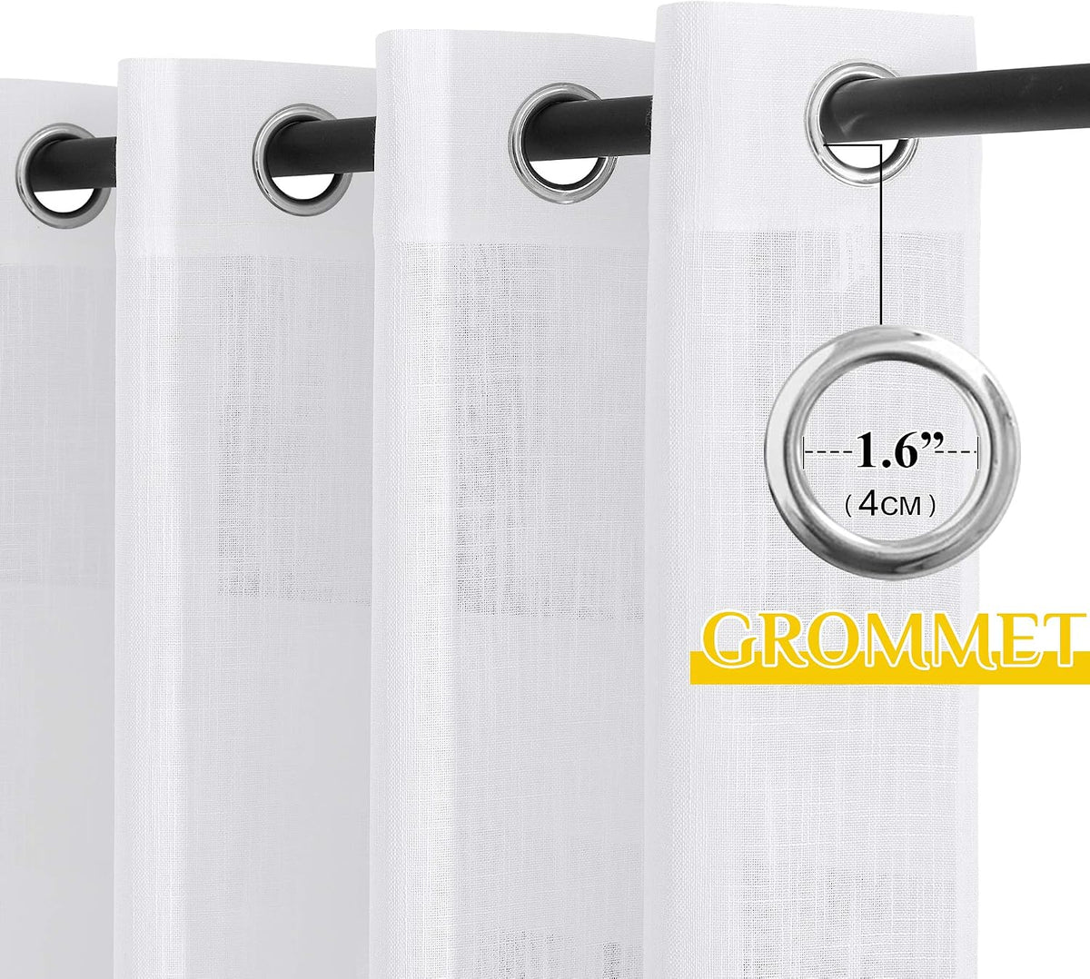 NICETOWN White Sheer Curtains for Windows 84 Inch Length, 52" W, 2 Panels