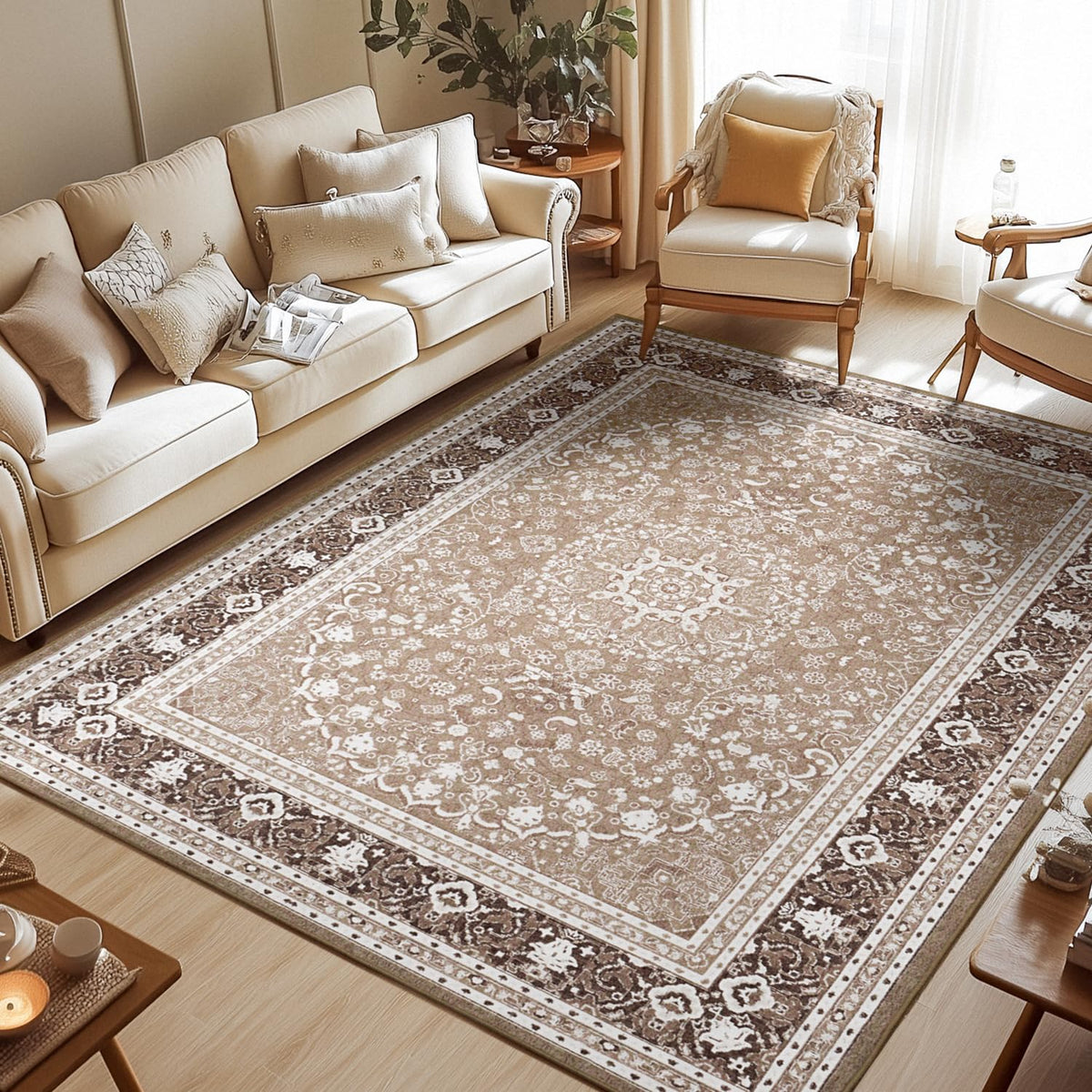 Lessymo 8 x 10 Area Rugs for Living Room, Machine Washable Rug Grey White