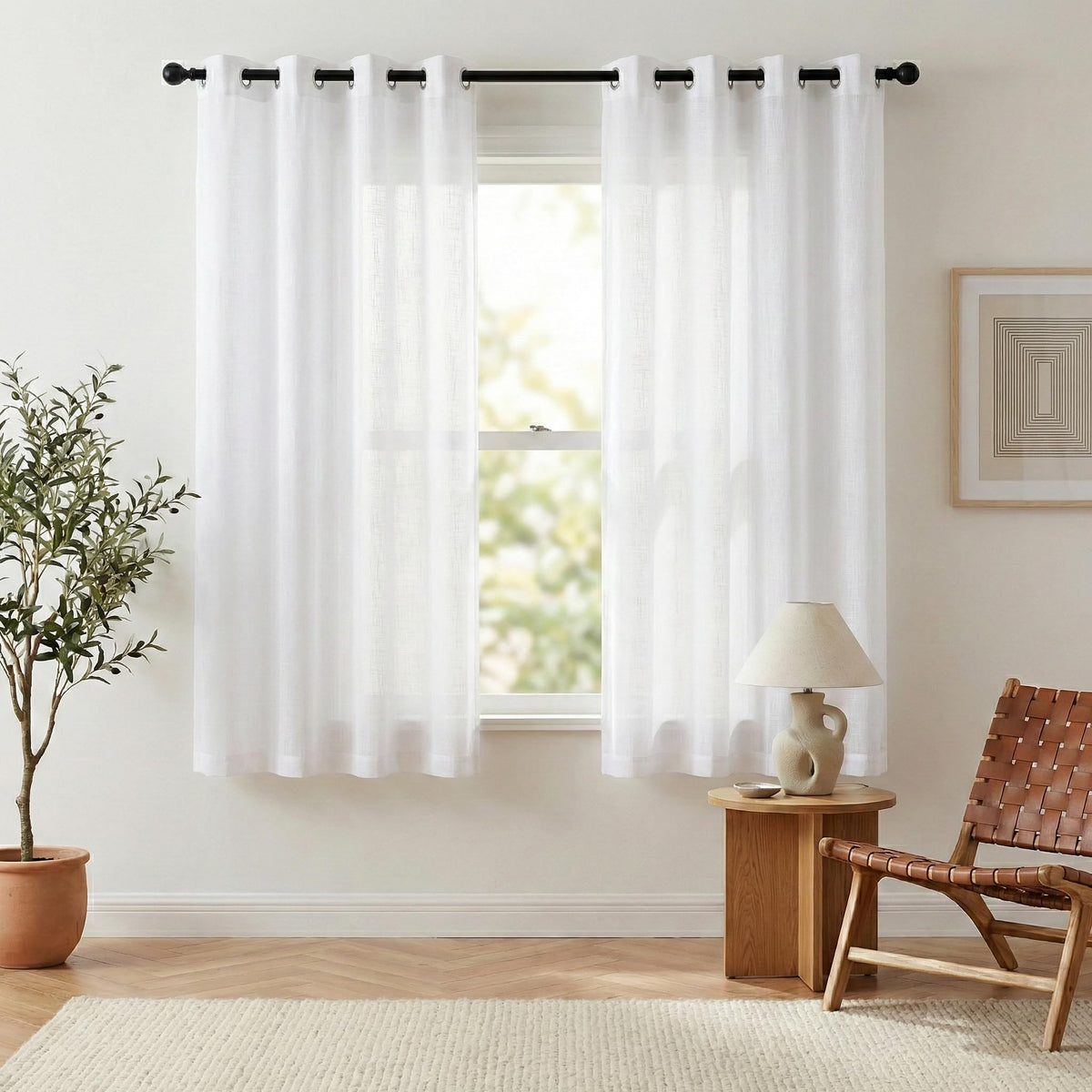NICETOWN White Sheer Curtains for Windows 84 Inch Length, 52" W, 2 Panels