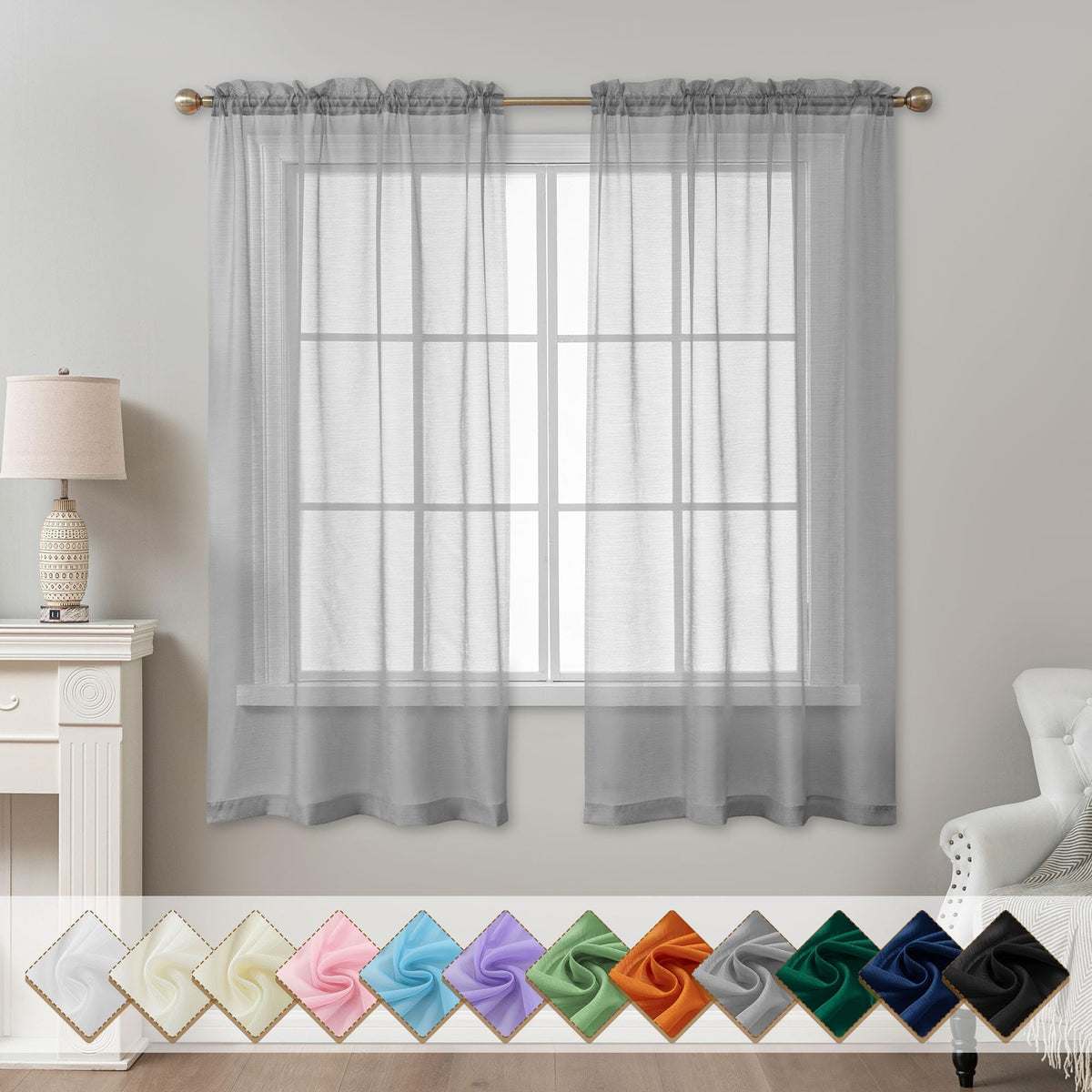 Natural Sheer Curtains 96 Inches Long Rod Pocket