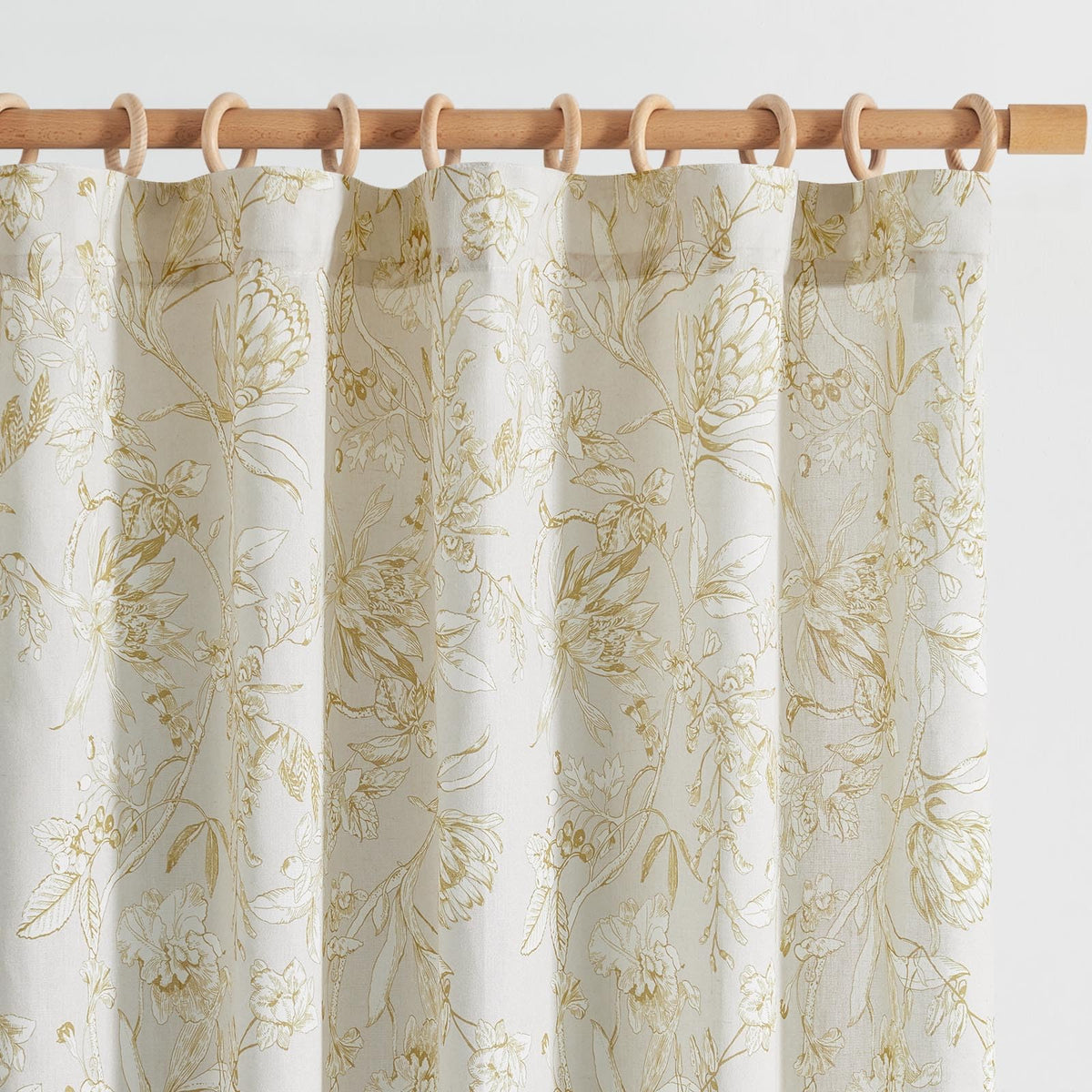 jinchan Green Floral Linen Curtains 84 Inch Vintage Back Tab 2 Panels