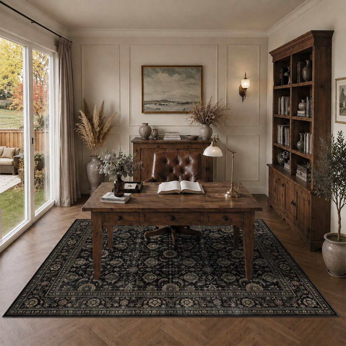 JOOJA 8x10 Beige Vintage Soft Low Pile Boho Neutral Washable Area Rug