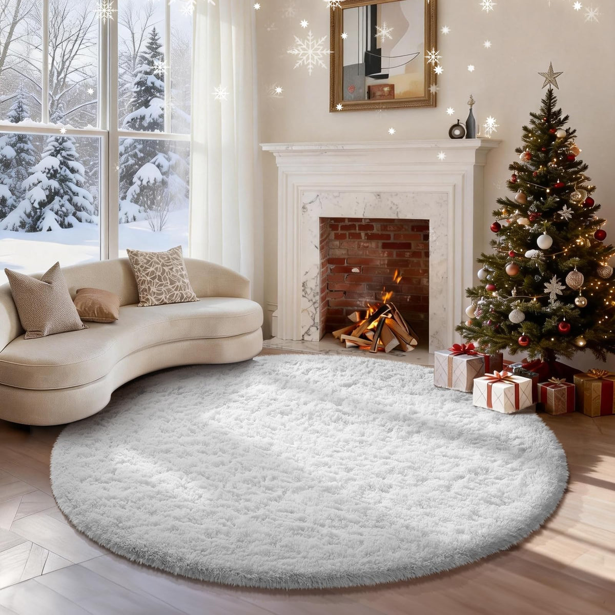 Ophanie 5x7 Area Rugs for Living Room Ivory, Fluffy Shag Large Fuzzy Plush Soft Rug, Shaggy Floor Big Carpets for Bedroom Nursery, Kids Home Decor Aesthetic with Over 99 pcs Pile fibers