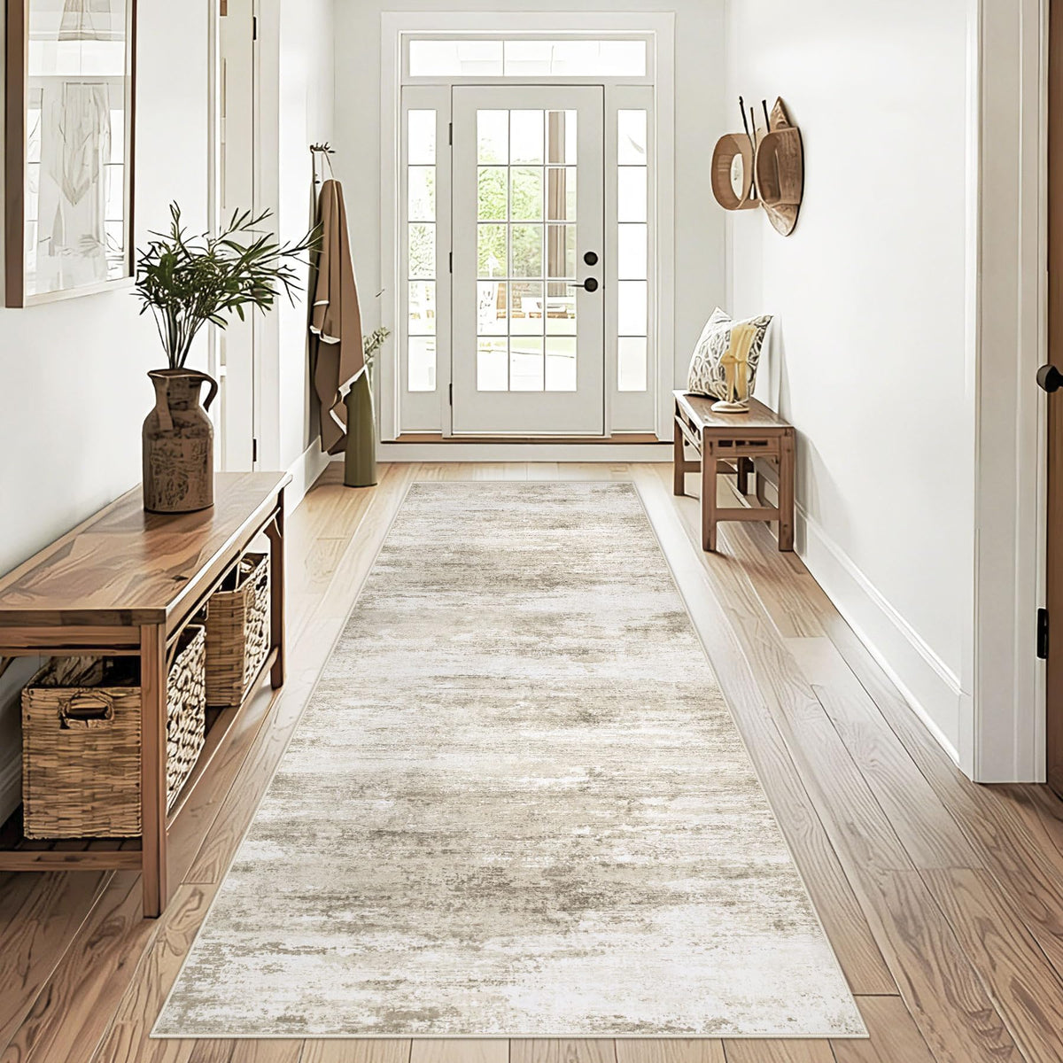 Washable Rug 8x10 Area Rugs for Living Room: Large Neutral Soft Rug Abstract Non Slip Low Pile Modern Carpet for Bedroom Kitchen Nursery Office Dining Room Indoor (Beige, 8'x10')