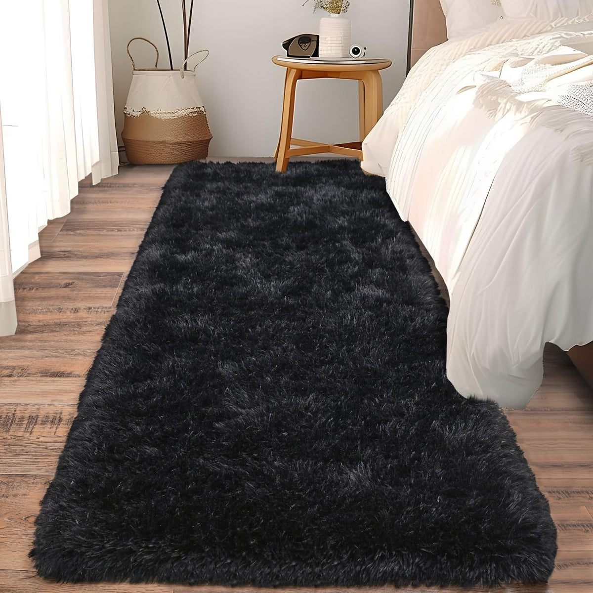 Soft Runner Rugs for Bedroom Hallway 2x6 Beige Fluffy Shag Washable