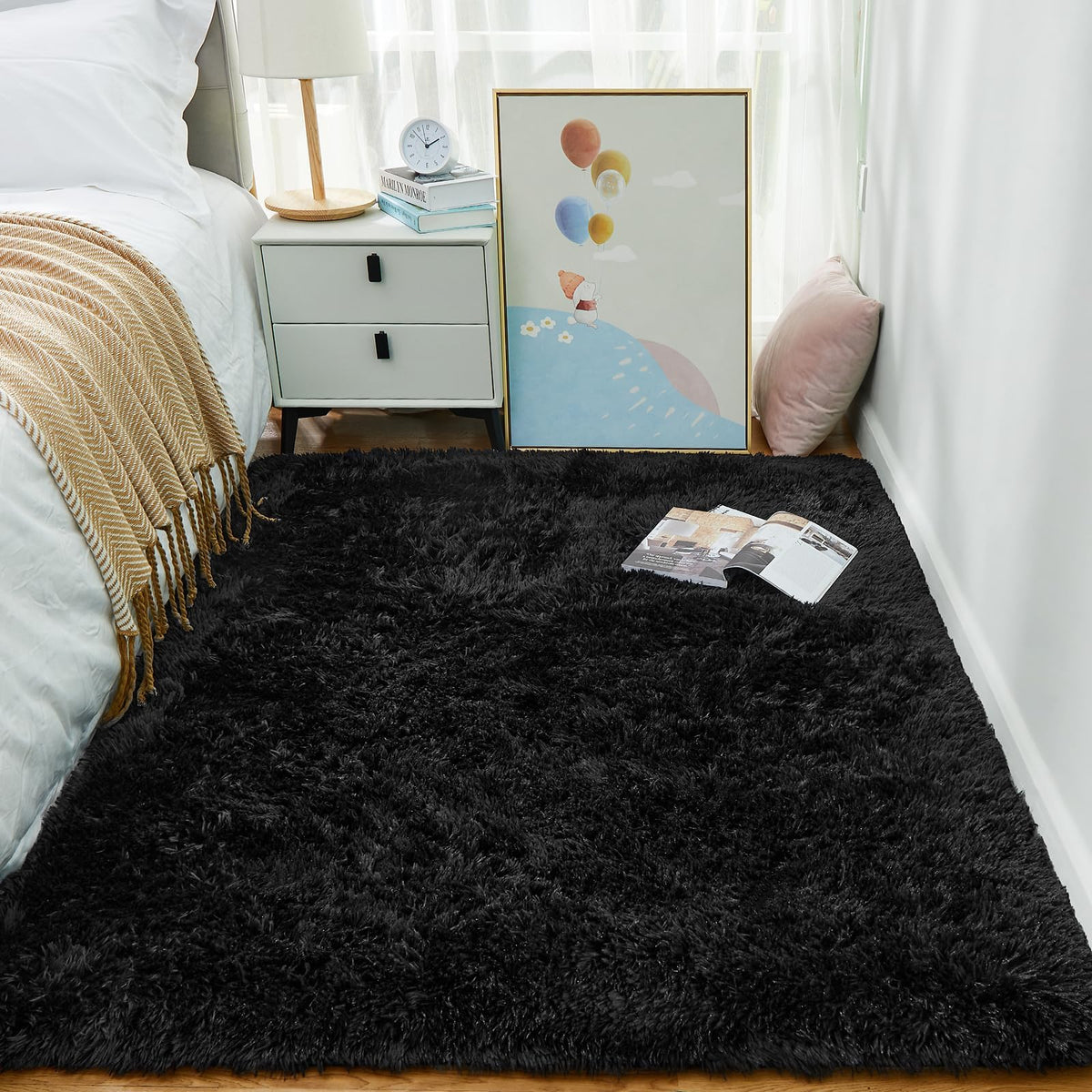 Ophanie 5x7 Area Rugs for Living Room Ivory, Fluffy Shag Large Fuzzy Plush Soft Rug, Shaggy Floor Big Carpets for Bedroom Nursery, Kids Home Decor Aesthetic with Over 99 pcs Pile fibers
