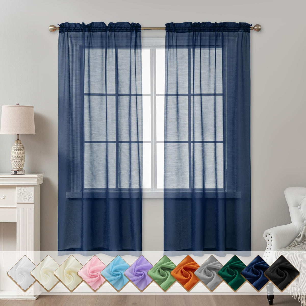 Natural Sheer Curtains 96 Inches Long Rod Pocket