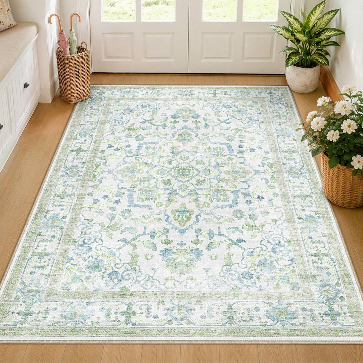 CAPALOCA 5x7 Washable Nursery Girls Low Pile Area Rug Pink