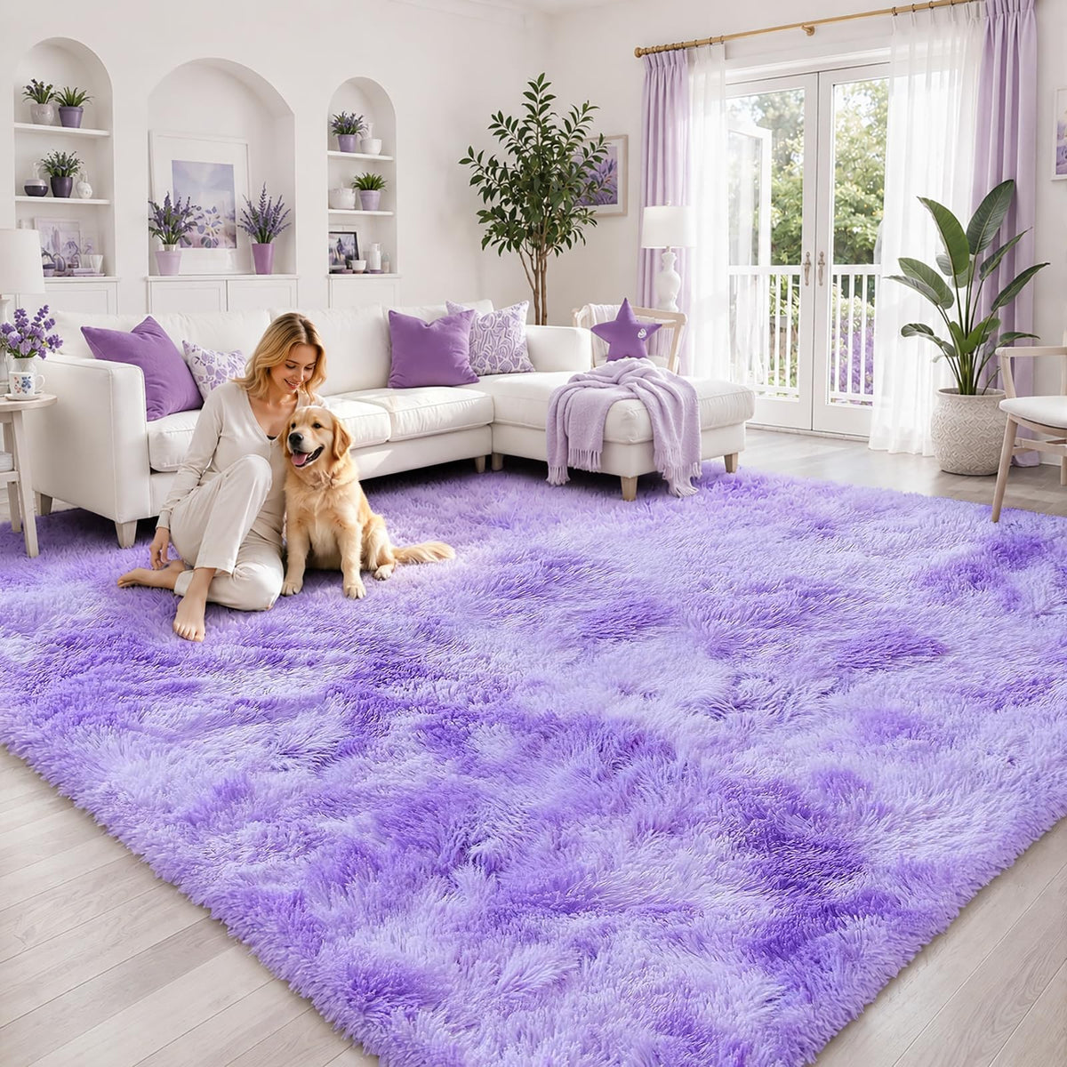 8x10 Area Rugs for Living Room,Light Grey Large Shaggy Soft Plush Furry Rug