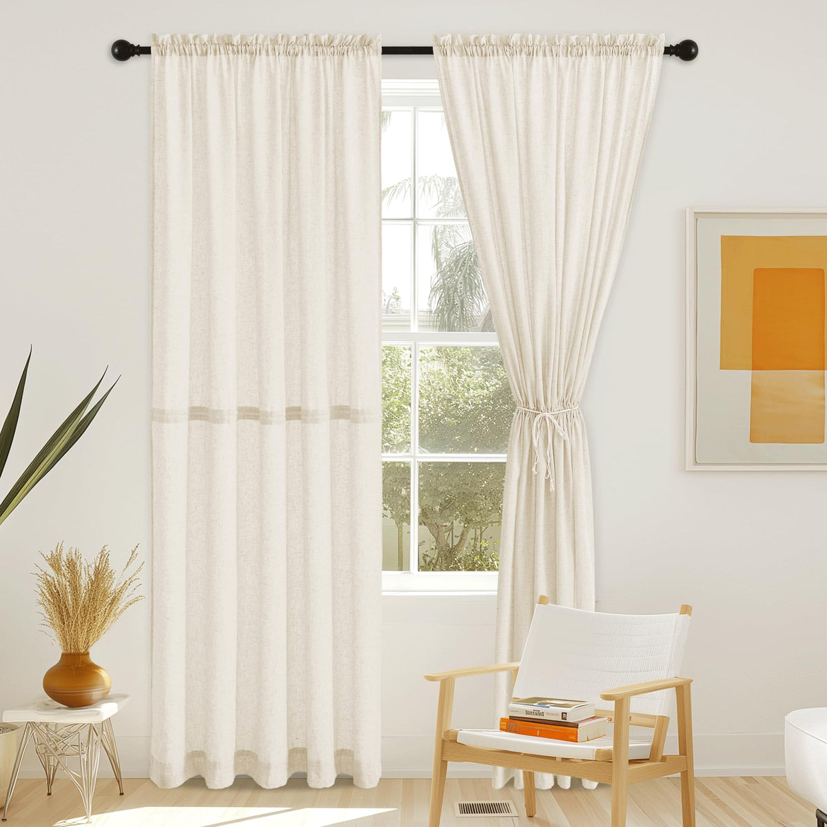 NICETOWN White 2 Panels French Door Curtains for Front Back Window Cover