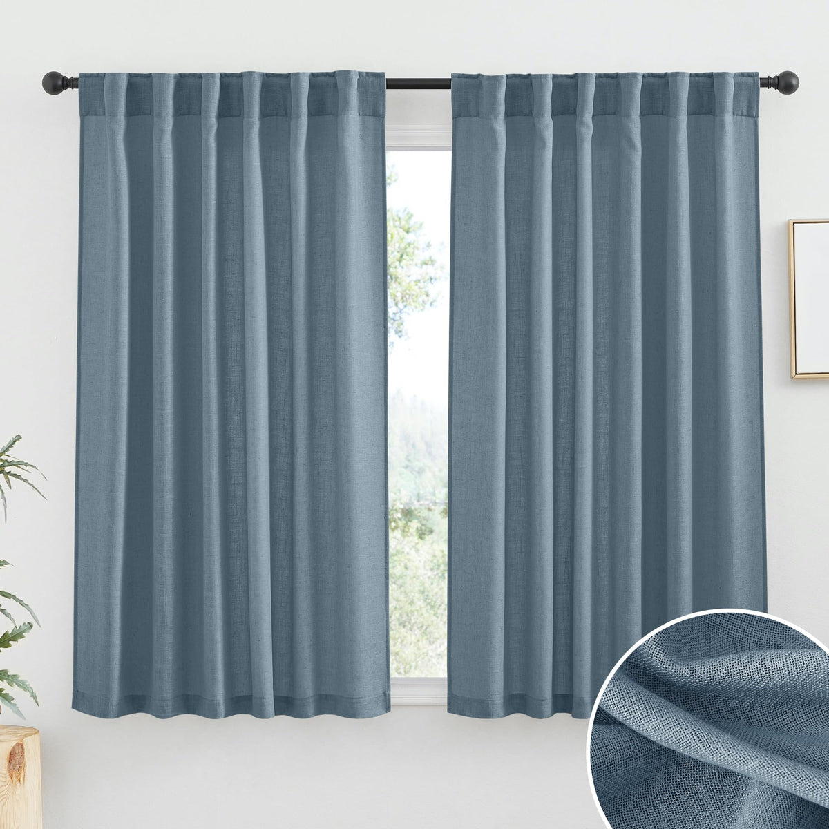 RYB HOME White Sheer Curtains for Living Room Patio Glass Door, W52 x L95