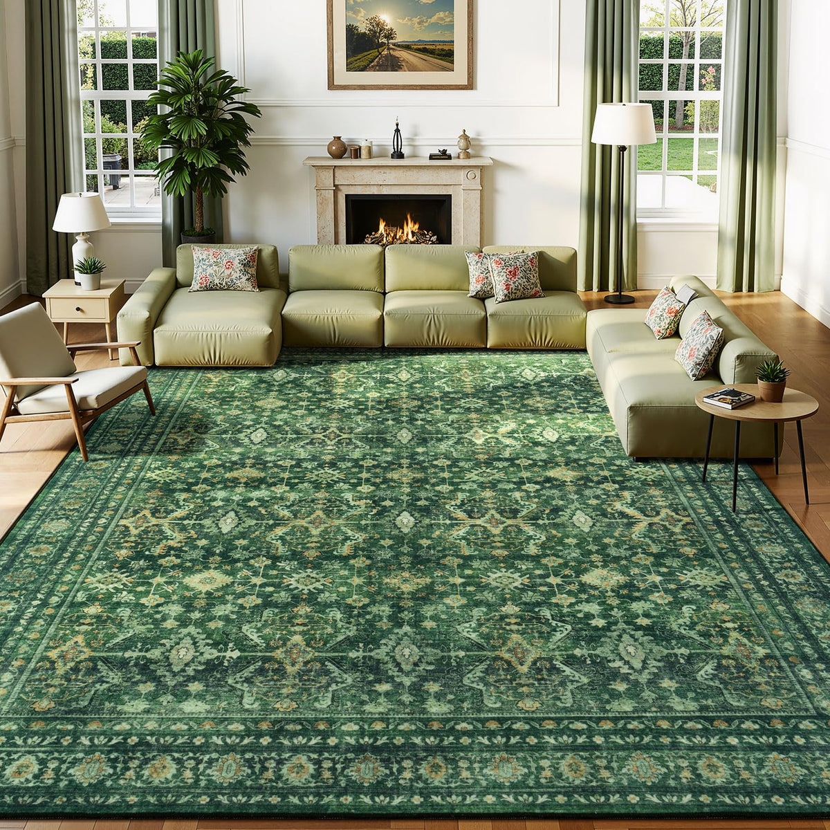 Lessymo 8 x 10 Area Rugs for Living Room, Machine Washable Rug Grey White