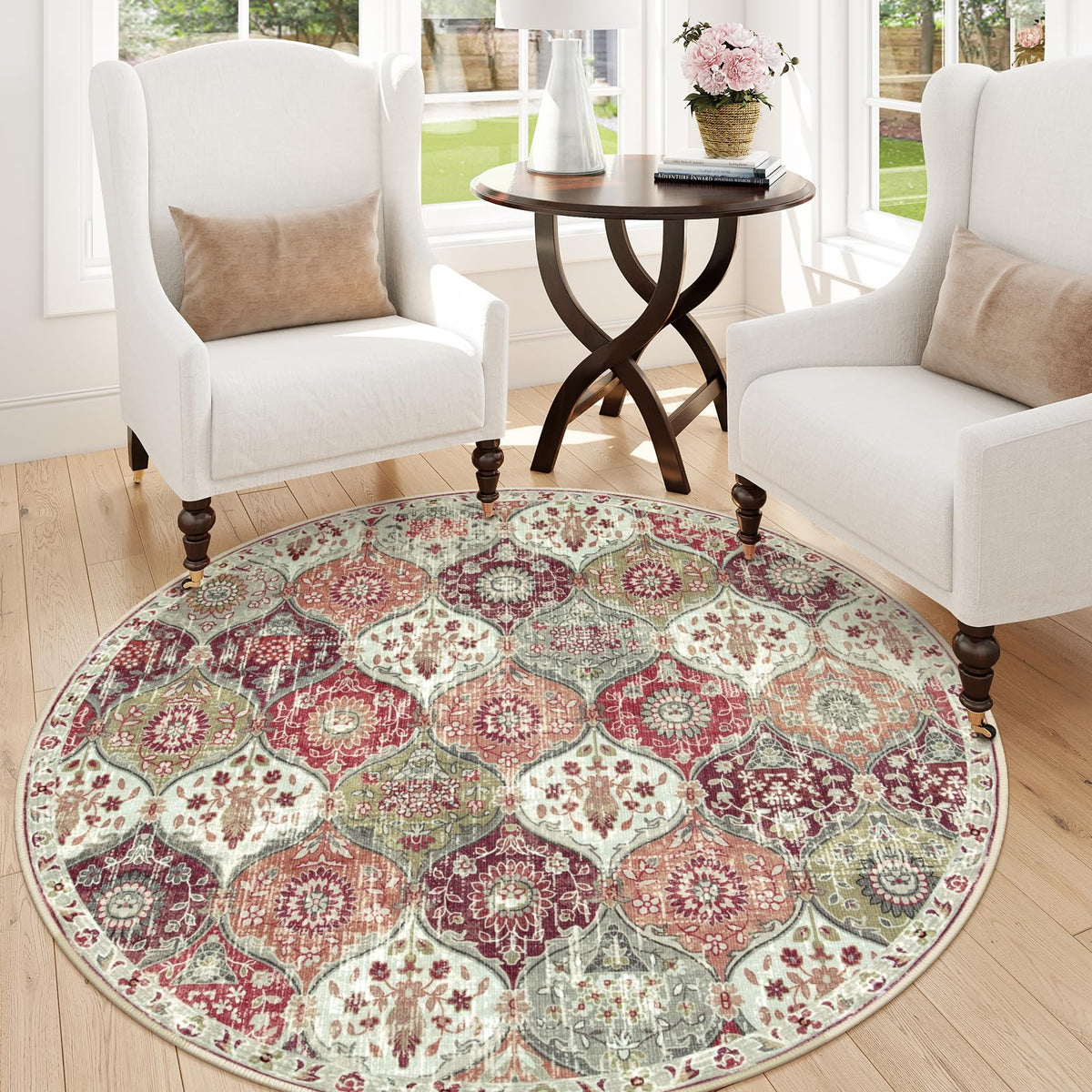 Lahome Moroccan Washable Small Area Rug, 3x5 Rug for Bedroom Living Room