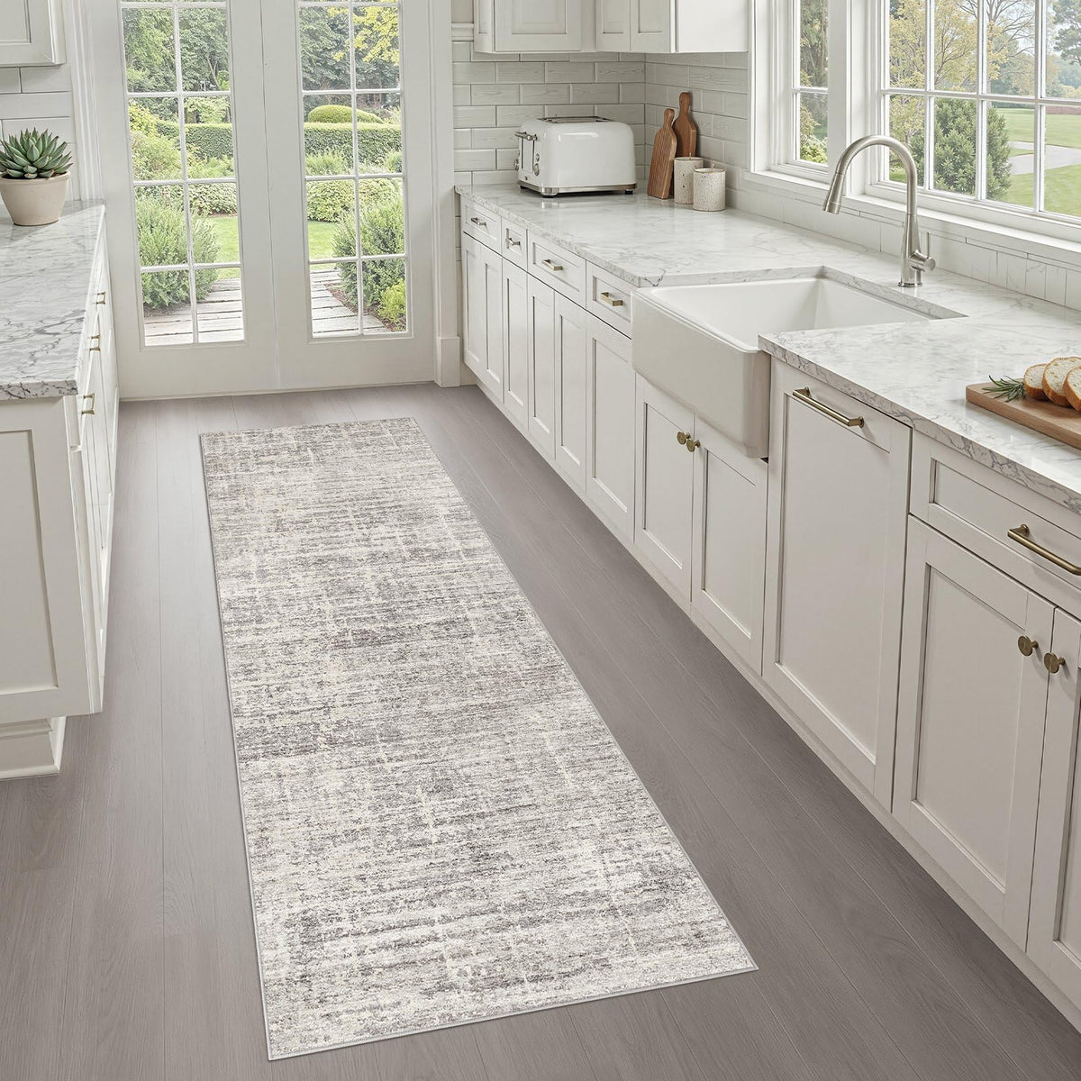 LOONGRUG 8x10 Area Rugs Washable Neutral Modern Rug for Living Room Brown